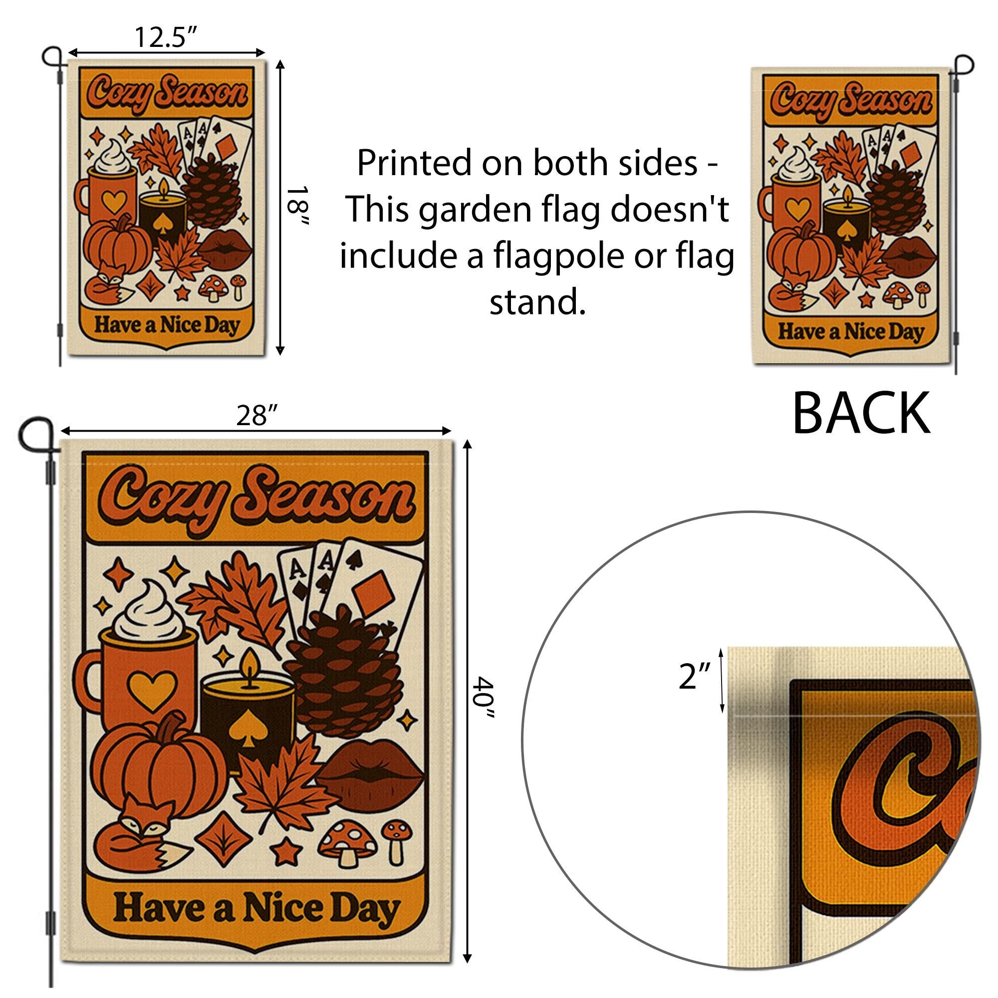 Cozy Season Garden Flag, Fall Yard Decor, Autumn Outdoor Sign, Retro Pumpkin Banner, Cute Seasonal Flag, Have a Nice Day Gift