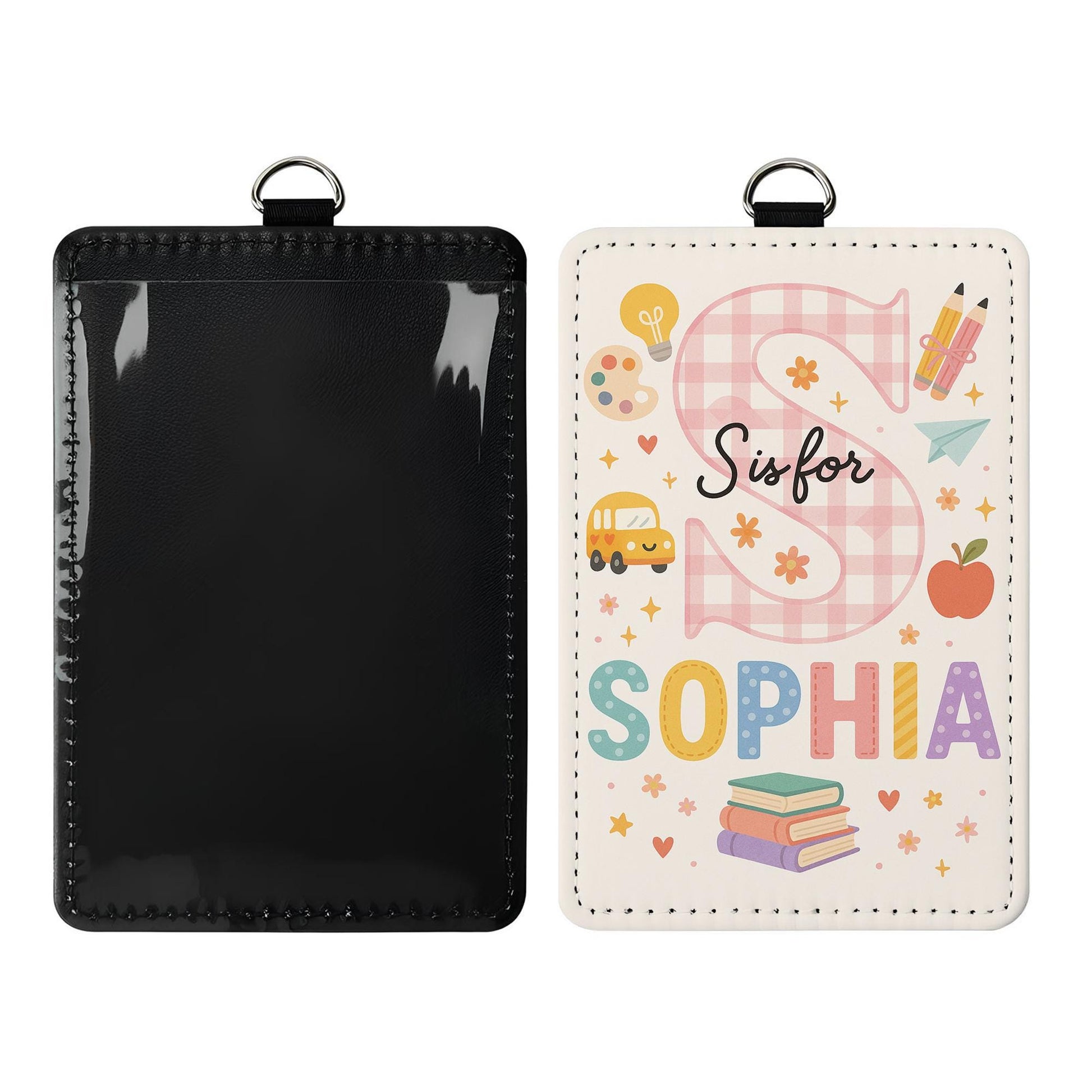 Personalized School ID Badge Holder, Cute Name Tag for Kids, S is for Teacher Lanyard, Back to School Gift, Custom Teacher Badge