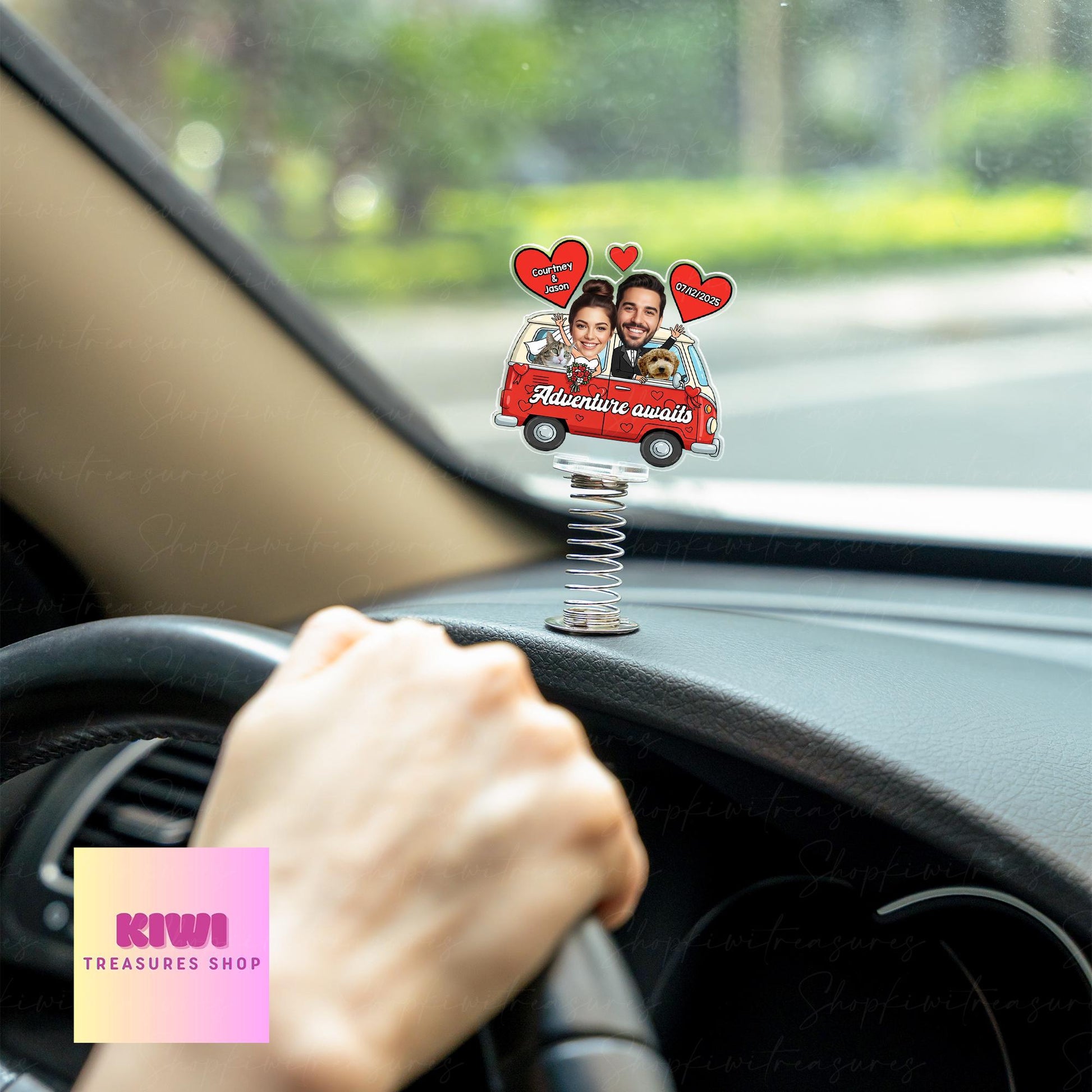 Custom Couple Car Photo Standee | Personalized Faces Camper Wedding Gift | Adventure Awaits Car Decor | Funny Van Road Trip Keepsake