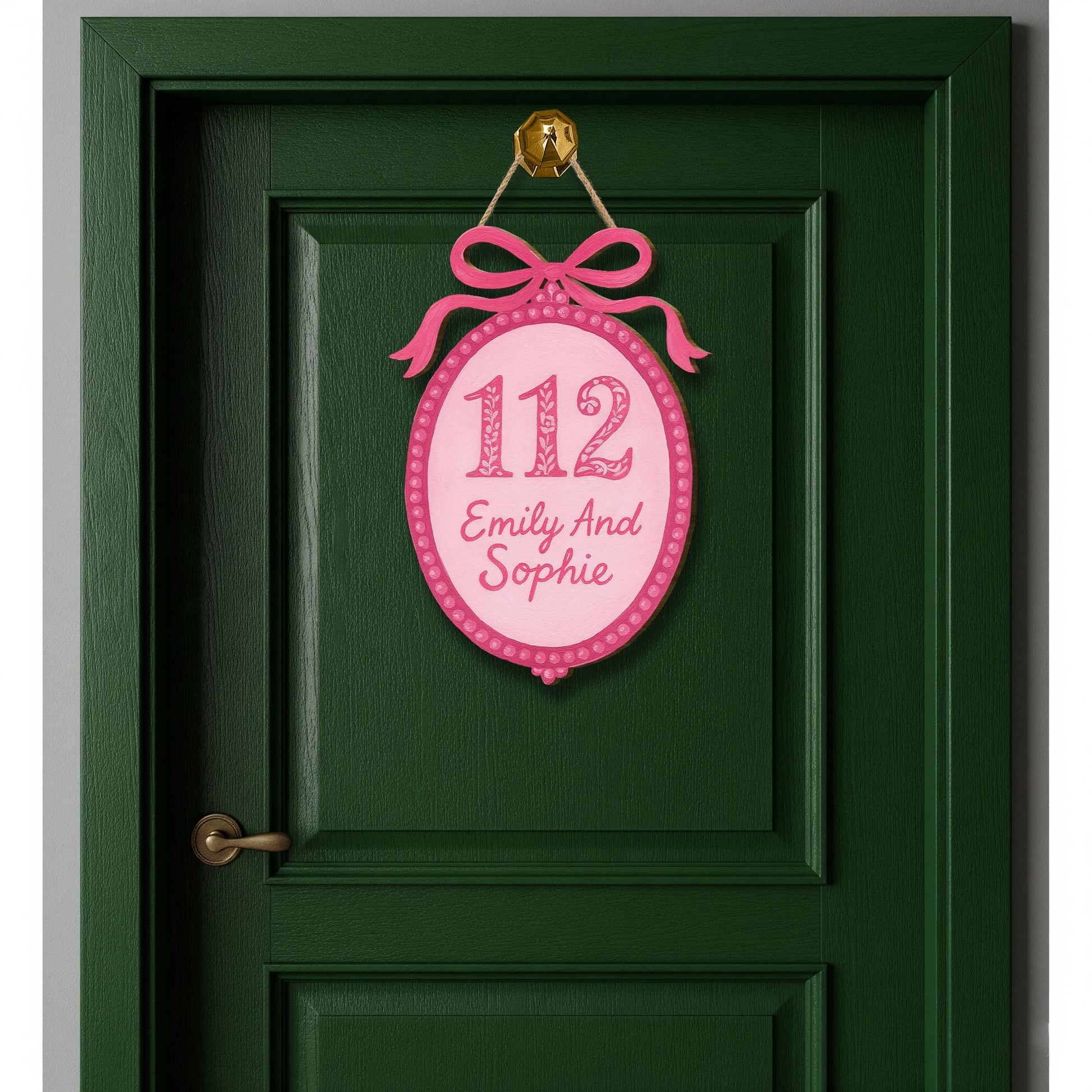 Custom Chinoiserie Dorm Sign, Blue And Pink Personalized Room Door Hanger, Preppy Name Plaque, College Roommate Wooden Decor