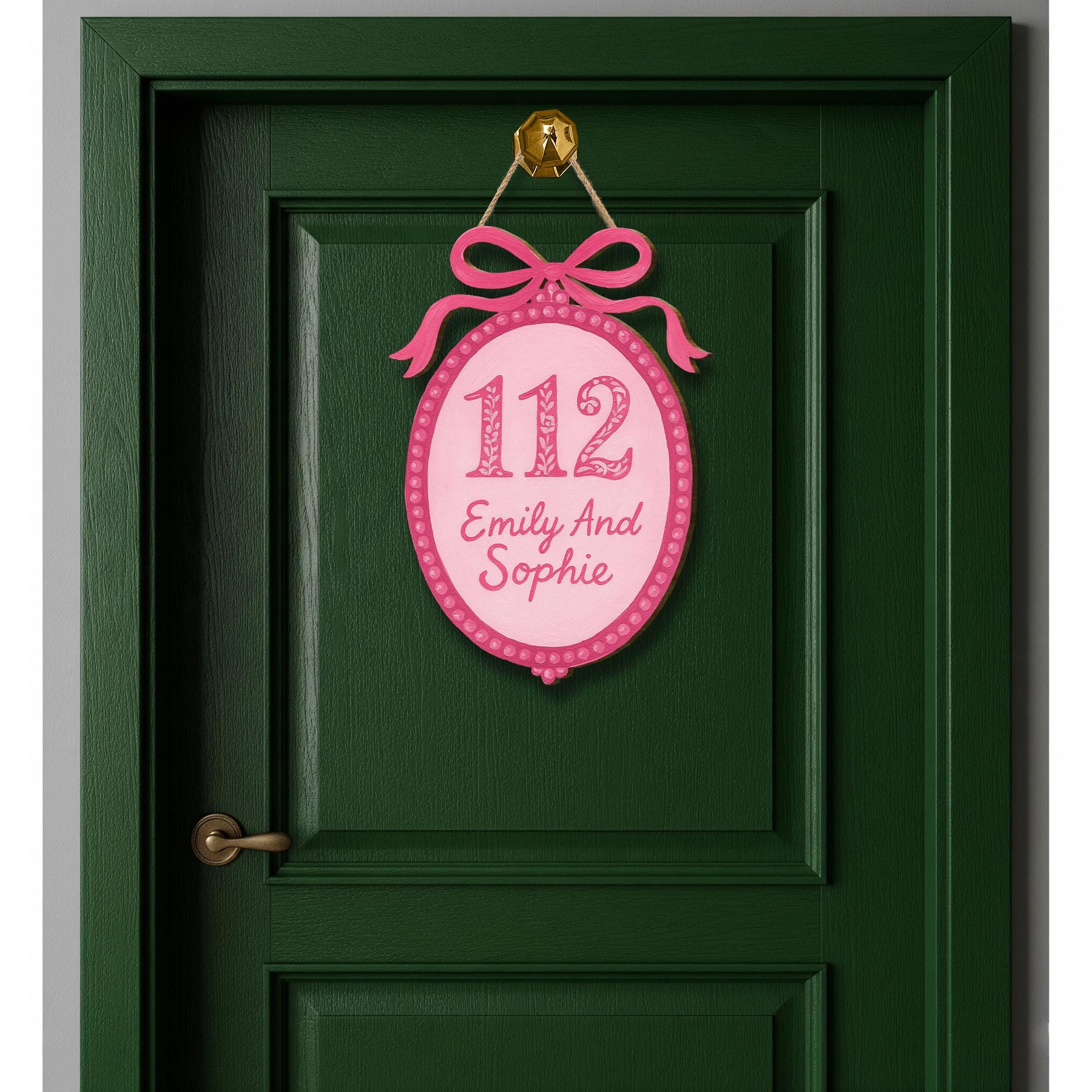 Custom Chinoiserie Dorm Sign, Blue And Pink Personalized Room Door Hanger, Preppy Name Plaque, College Roommate Wooden Decor