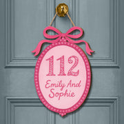 Custom Chinoiserie Dorm Sign, Blue And Pink Personalized Room Door Hanger, Preppy Name Plaque, College Roommate Wooden Decor