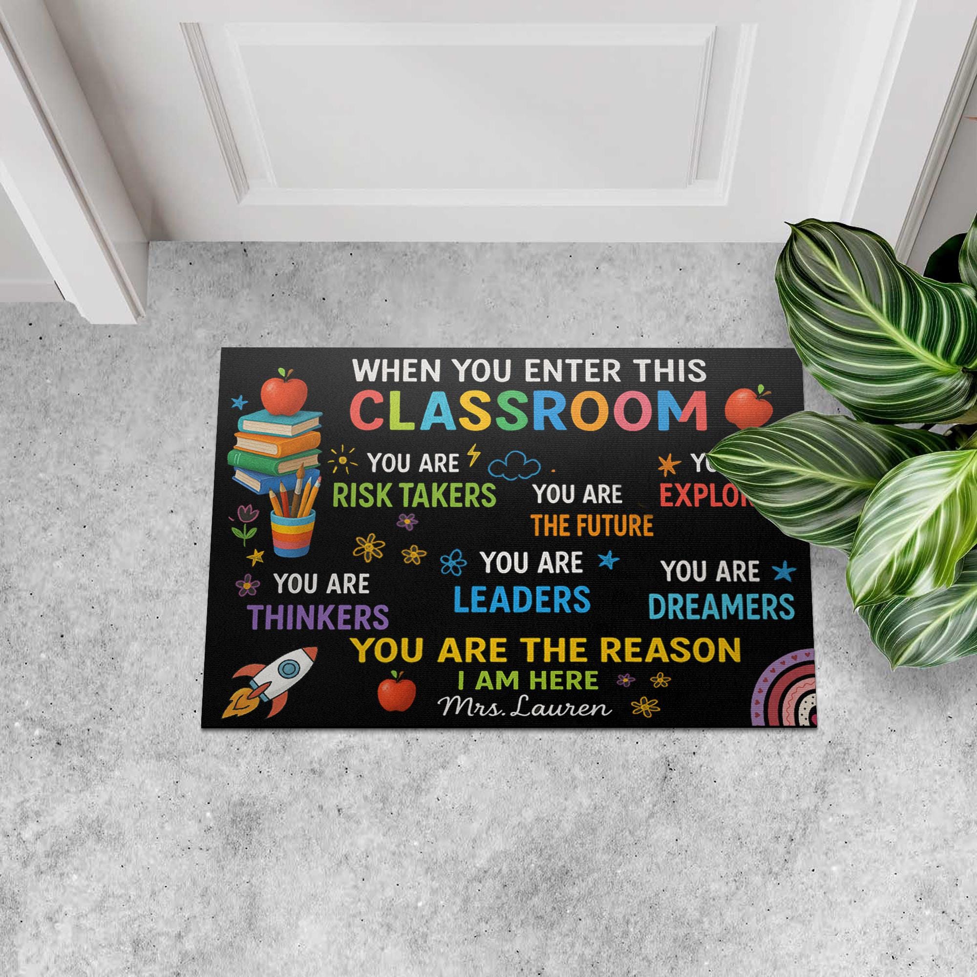 Colorful Classroom Doormat, Motivational Teacher Rug, Back to School Entry Mat, Custom Welcome Mat, Inspiring School Decor