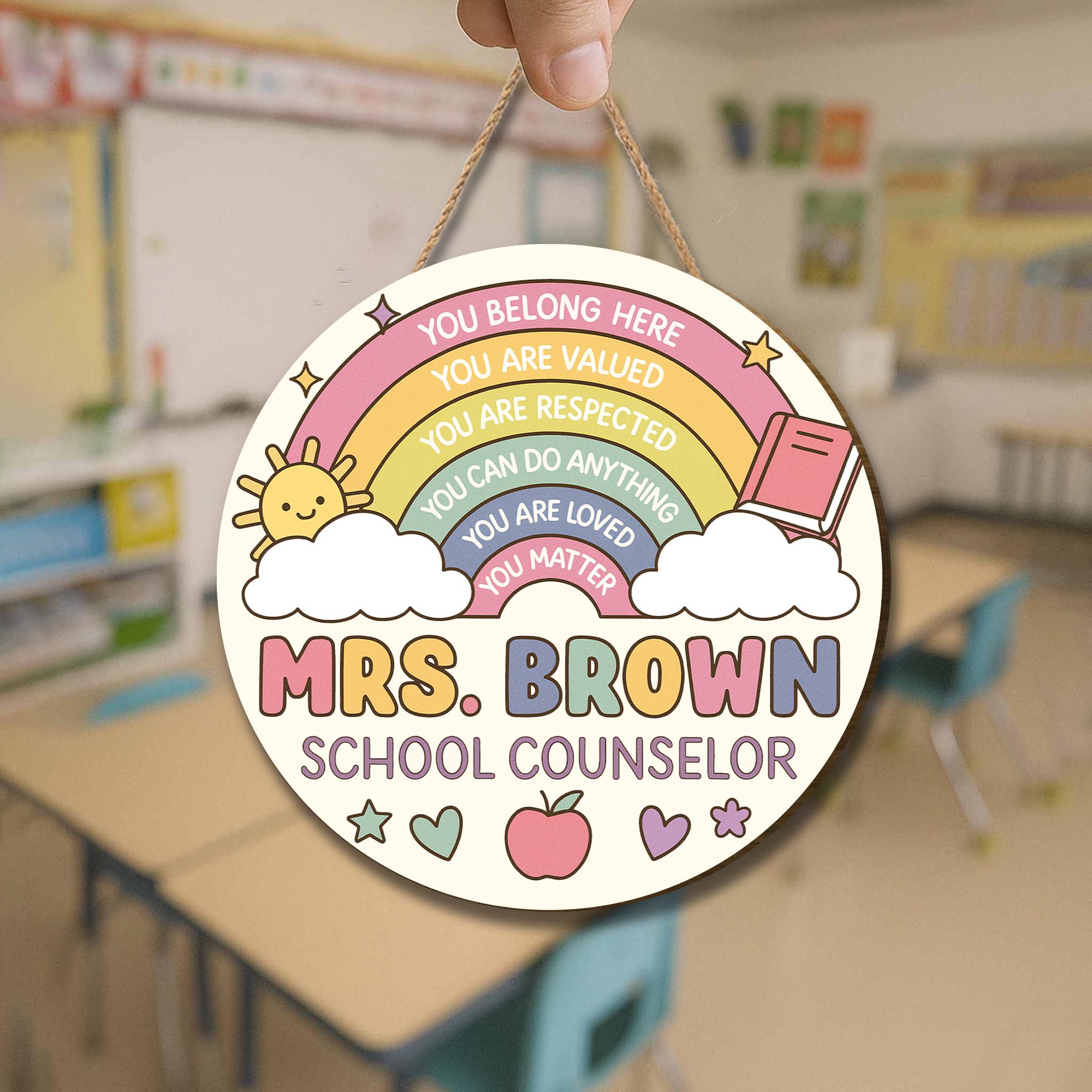 Personalized School Counselor Door Sign, Rainbow You Matter Welcome Sign, Custom Teacher Office Decor, Mental Health Wall Hanging