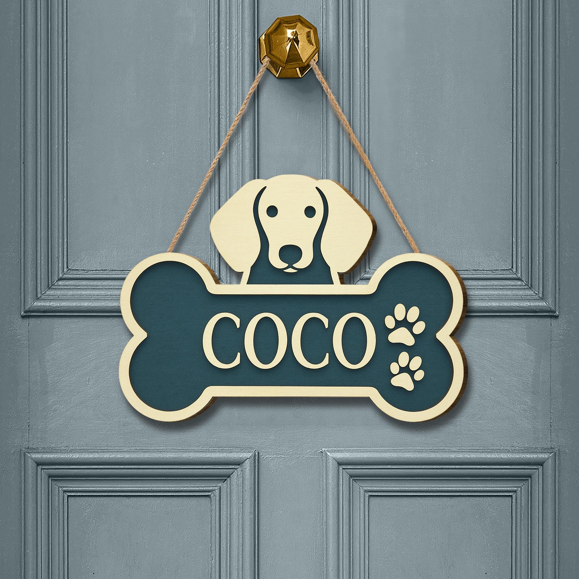 Custom Dog House Name Sign | Personalized Bone Door Hanger with Pet Breed | Outdoor Kennel Plaque | Dog Lover Gift | Puppy Room Wall Decor