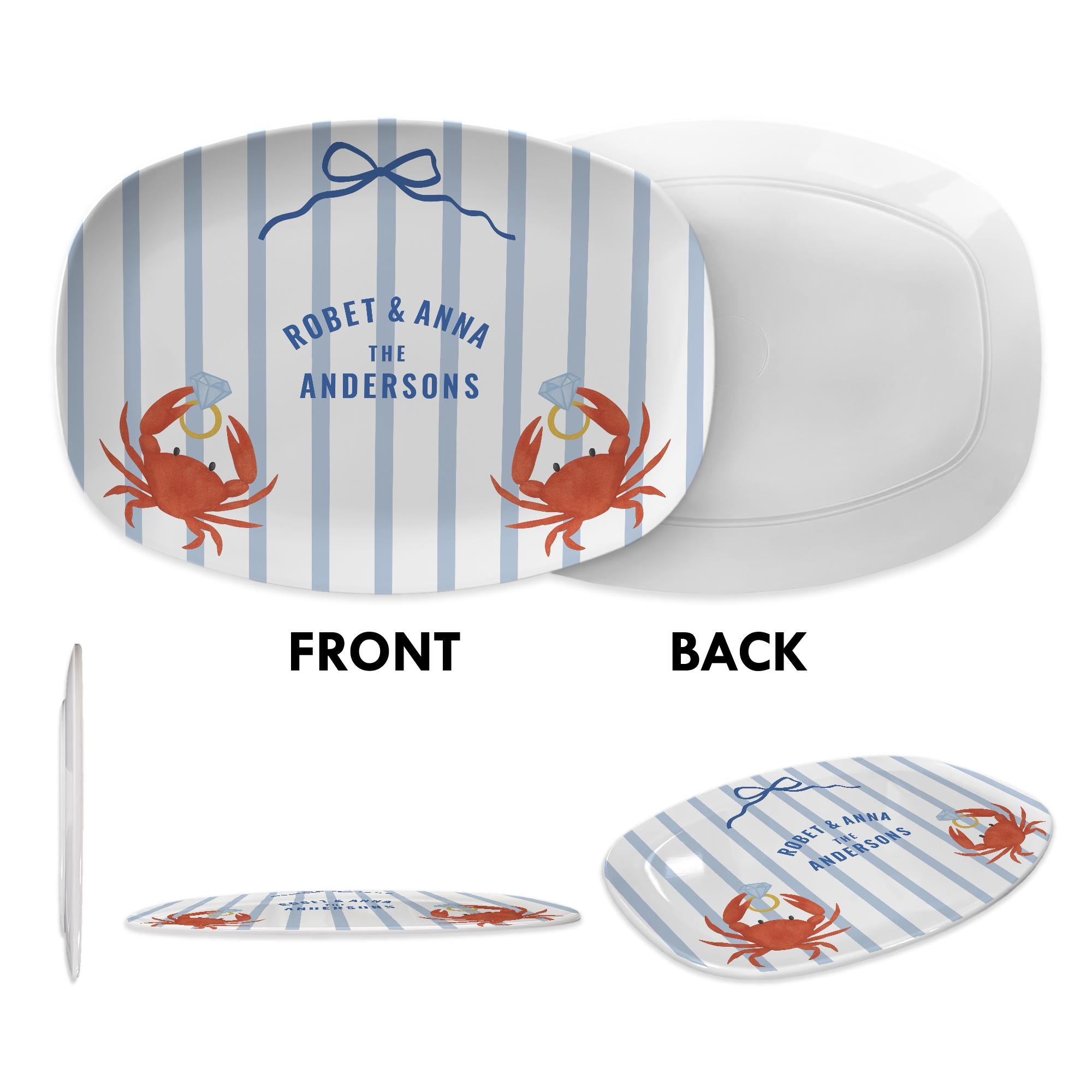 Custom Beach Engagement Platter – Personalized Crab Couple Plate – Nautical Wedding Gift – Coastal Bridal Shower Decor – Decor only