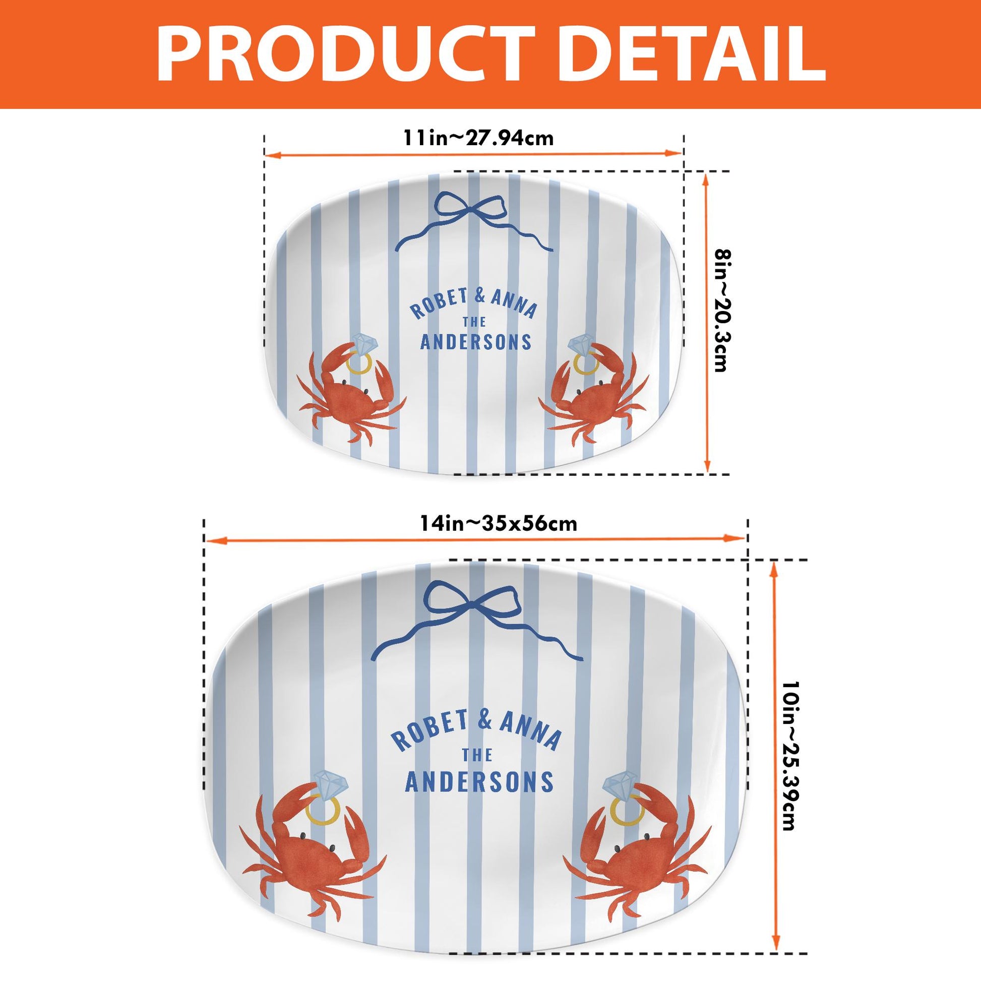 Custom Beach Engagement Platter – Personalized Crab Couple Plate – Nautical Wedding Gift – Coastal Bridal Shower Decor – Decor only