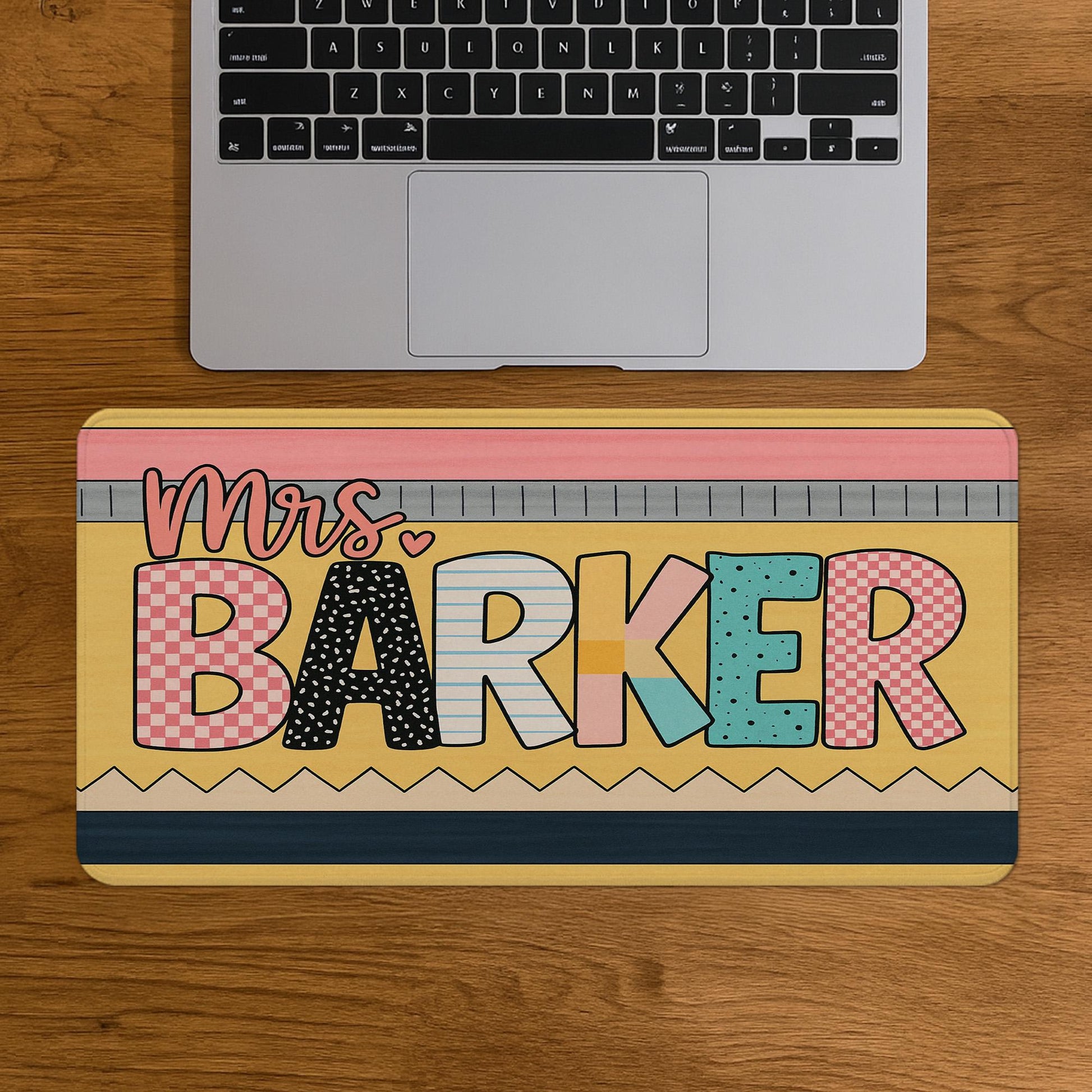 Custom Teacher Name Mouse Pad – Personalized Desk Mat for Classroom – Cute Colorful Teacher Gift – Back to School Office Decor