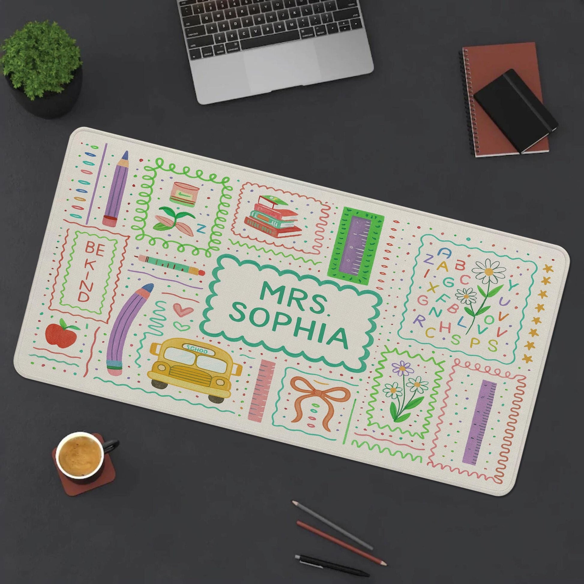 Custom Teacher Mouse Pad – Personalized Classroom Desk Mat with Name – Cute Back to School Gift for Teachers – Elementary Teacher Decor