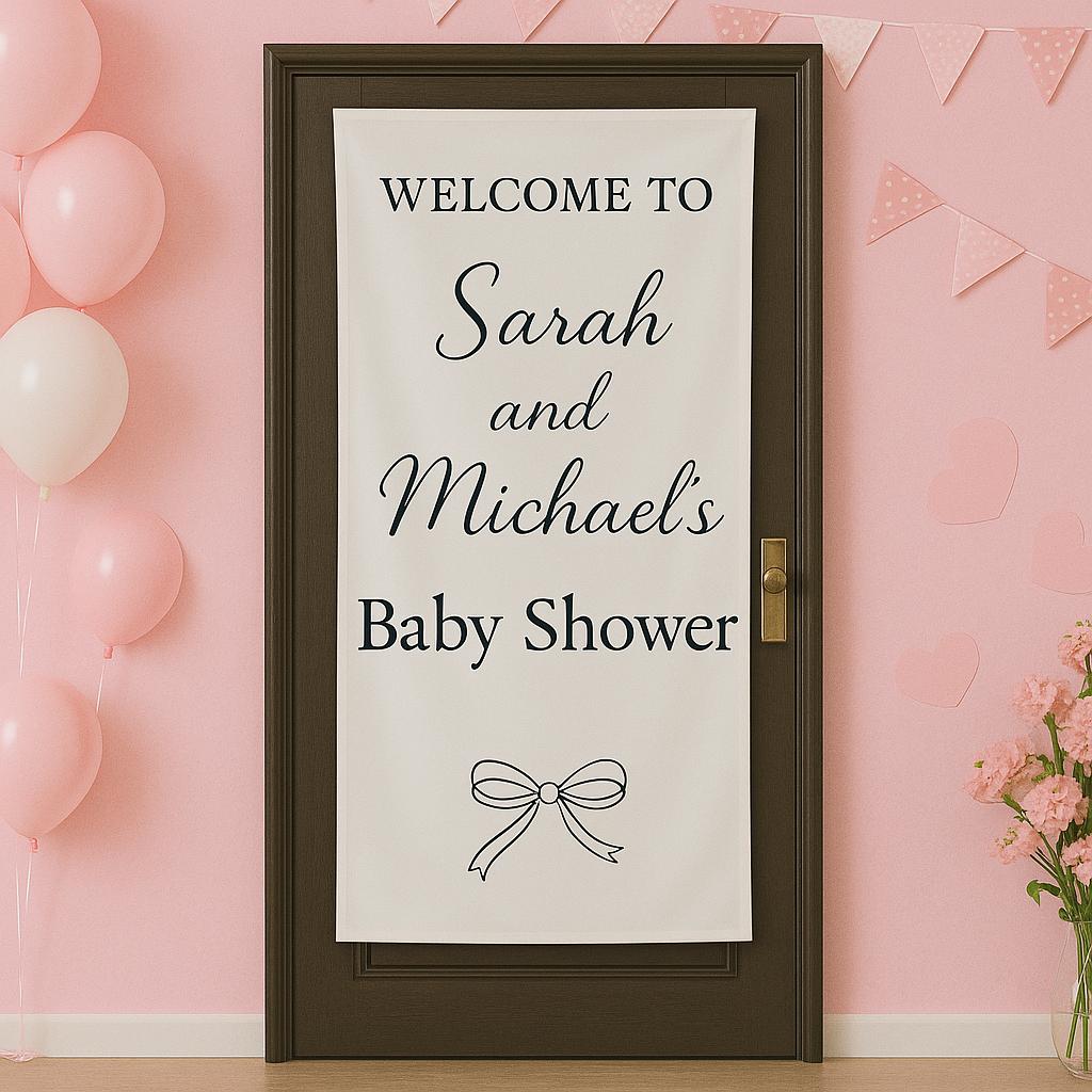 Personalized Baby Shower Banner Welcome Sign - Custom Name Party Decor for Boy or Girl - Printed Wall Hanging for Baby Celebration