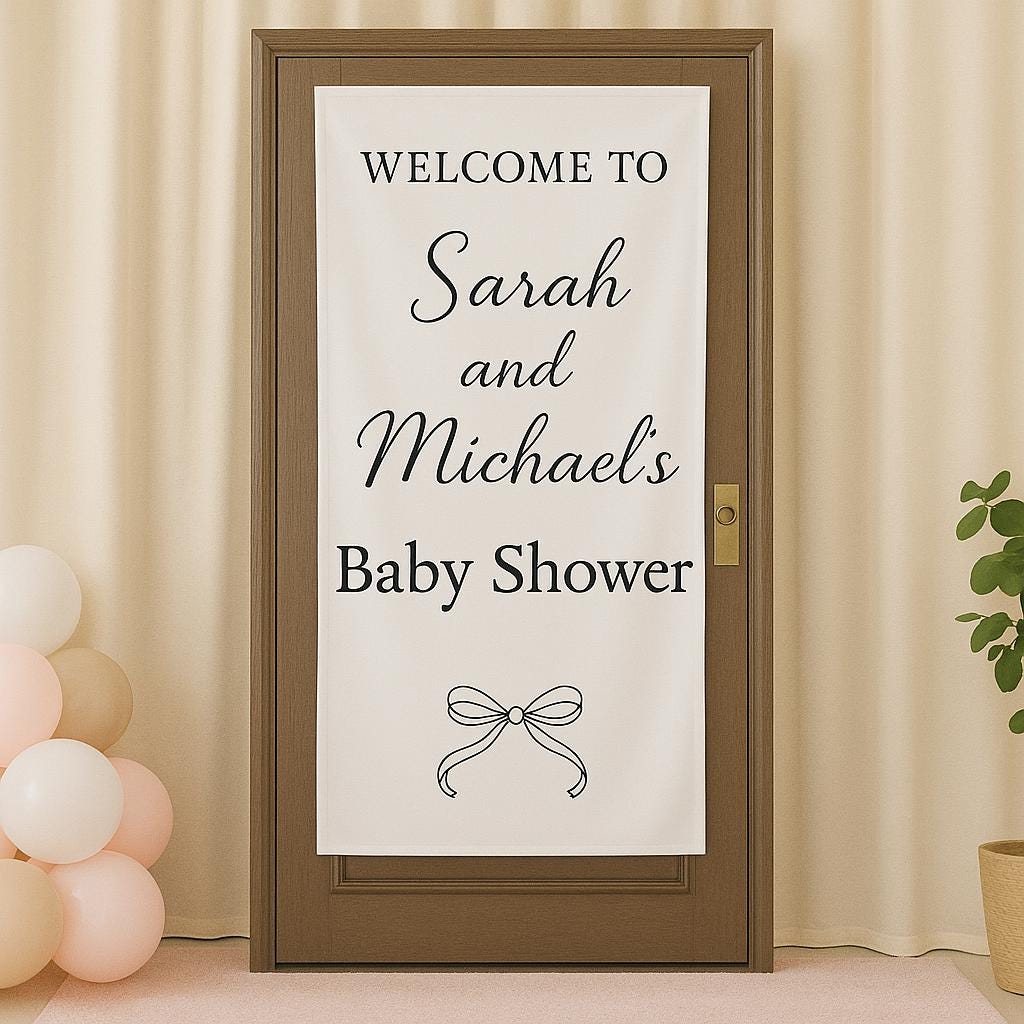 Personalized Baby Shower Banner Welcome Sign - Custom Name Party Decor for Boy or Girl - Printed Wall Hanging for Baby Celebration