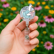 Silly Goose Delivers Badge Reel | Funny OB Nurse ID Holder | Labor & Delivery Name Tag Clip | Maternity Hospital Gift for Midwife or RN
