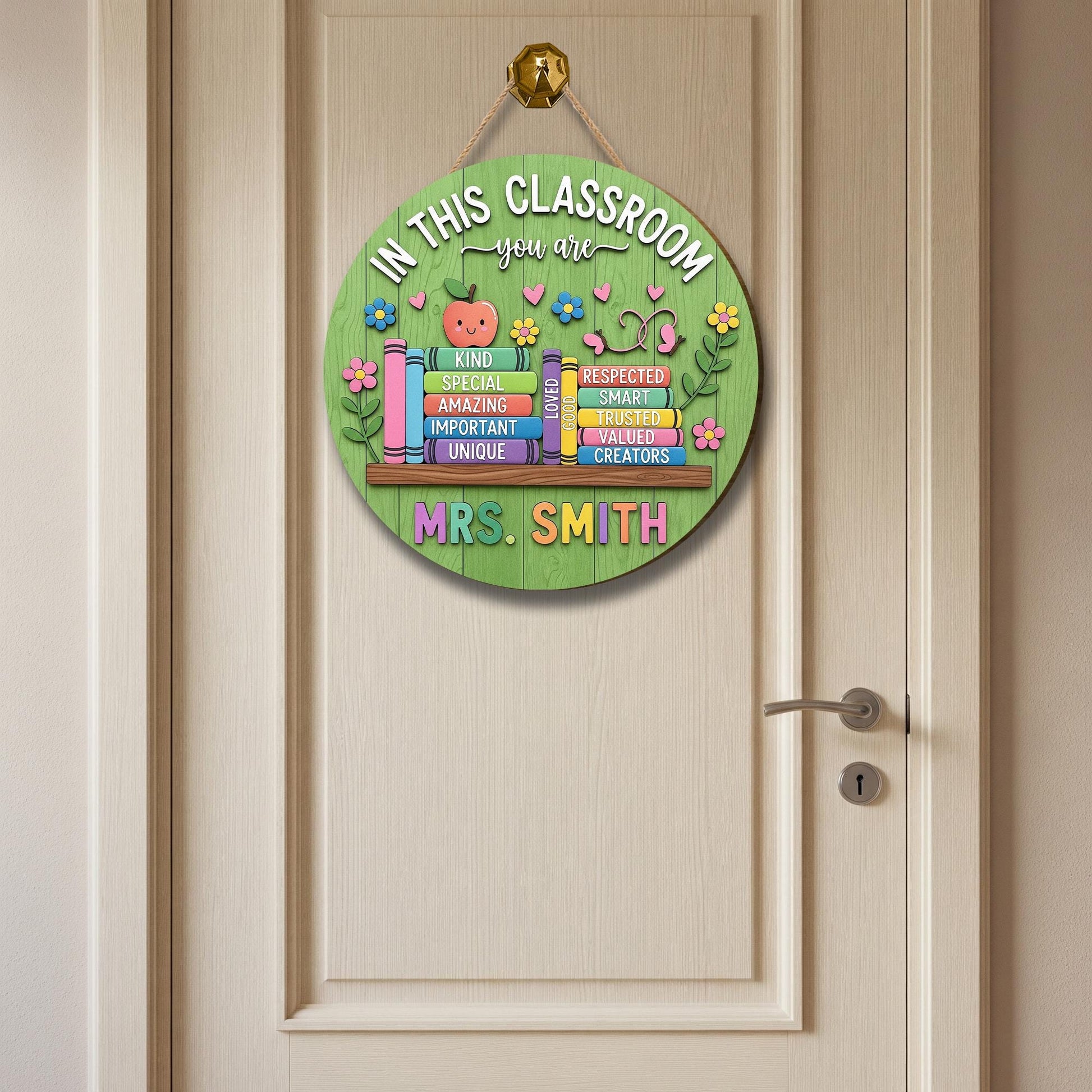 Custom Classroom Sign for Teachers | Personalized Wooden Door Hanger for Back to School | Teacher Gift Decor | Name Classroom Plaque