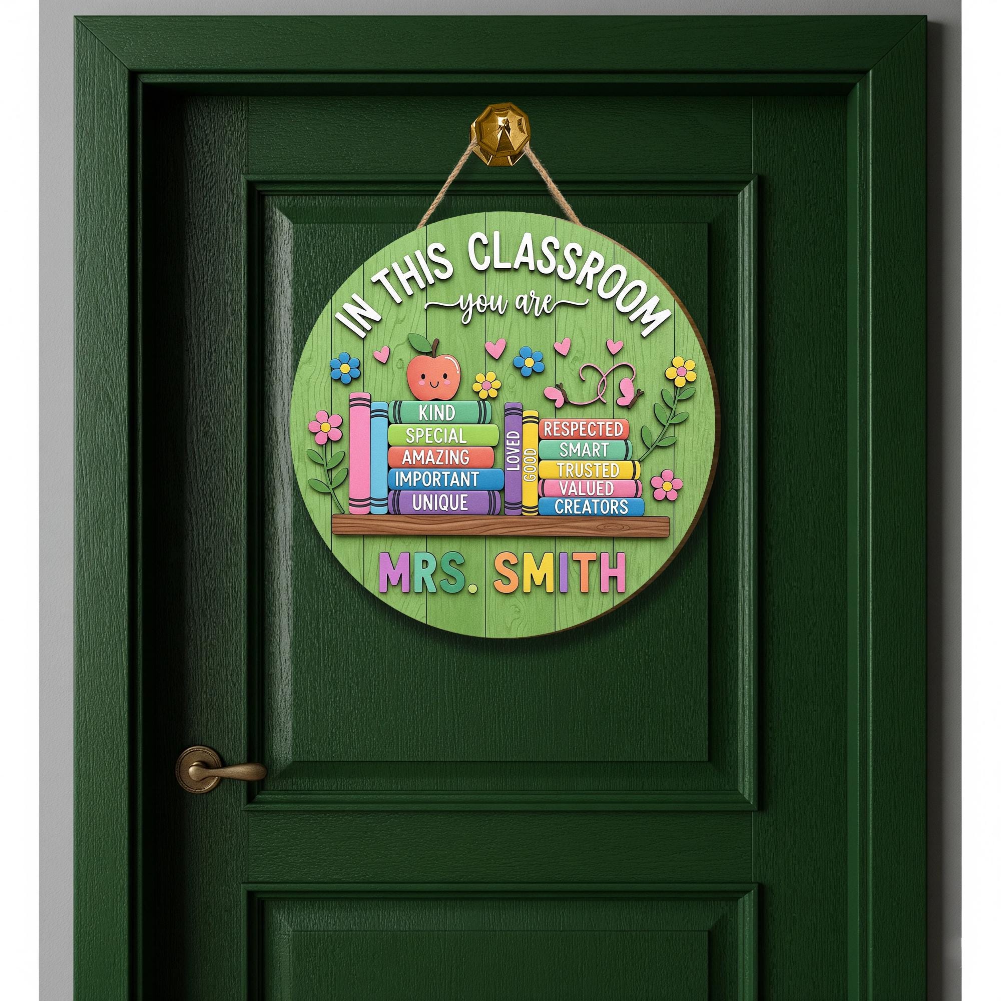 Custom Classroom Sign for Teachers | Personalized Wooden Door Hanger for Back to School | Teacher Gift Decor | Name Classroom Plaque