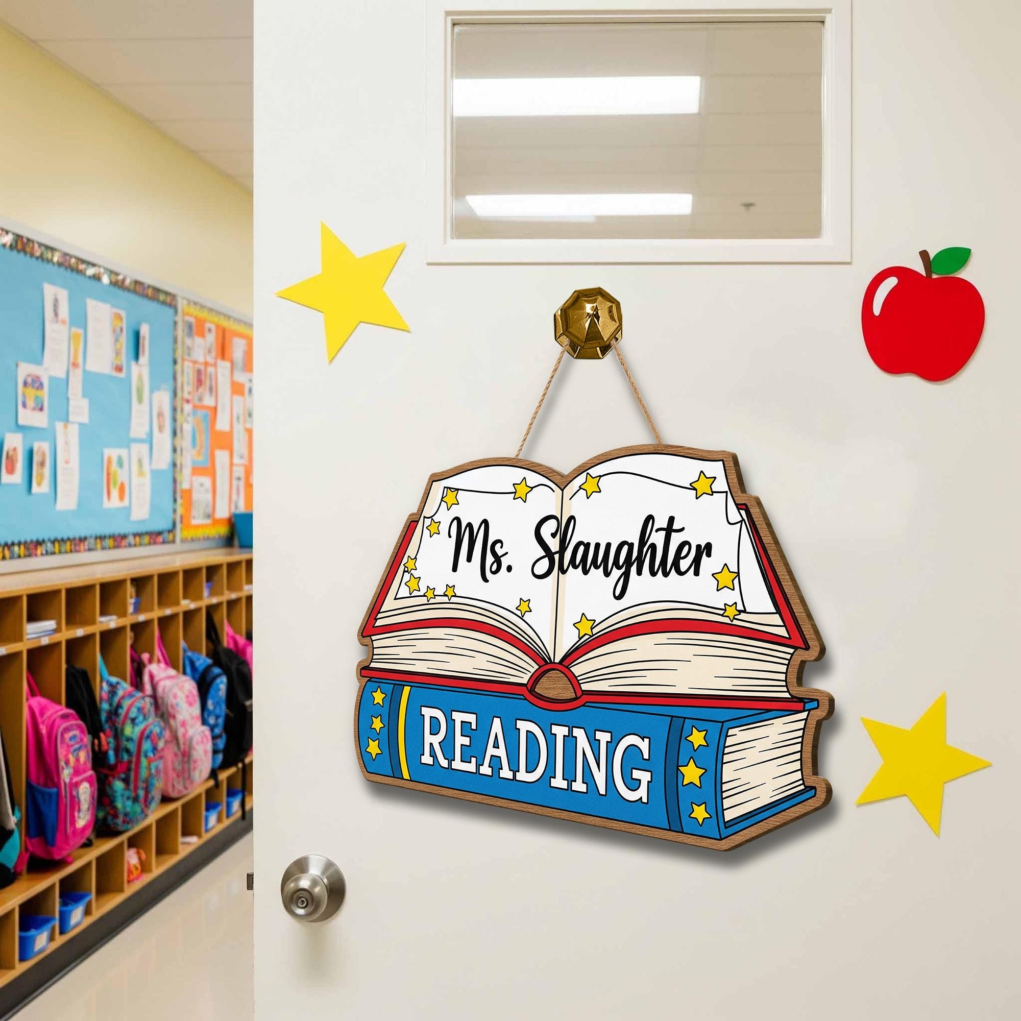 Personalized Reading Door Sign – Custom Teacher Name Book Sign, Classroom Library Decor, Back to School Reading Corner Wall Hanger