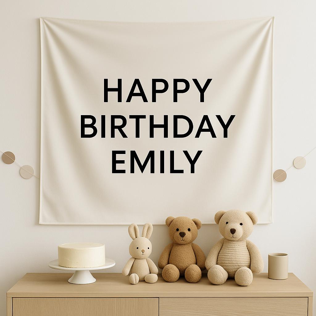 Custom Birthday Backdrop Tapestry – Personalized Name Party Banner for Outdoor or Indoor Celebration Decor