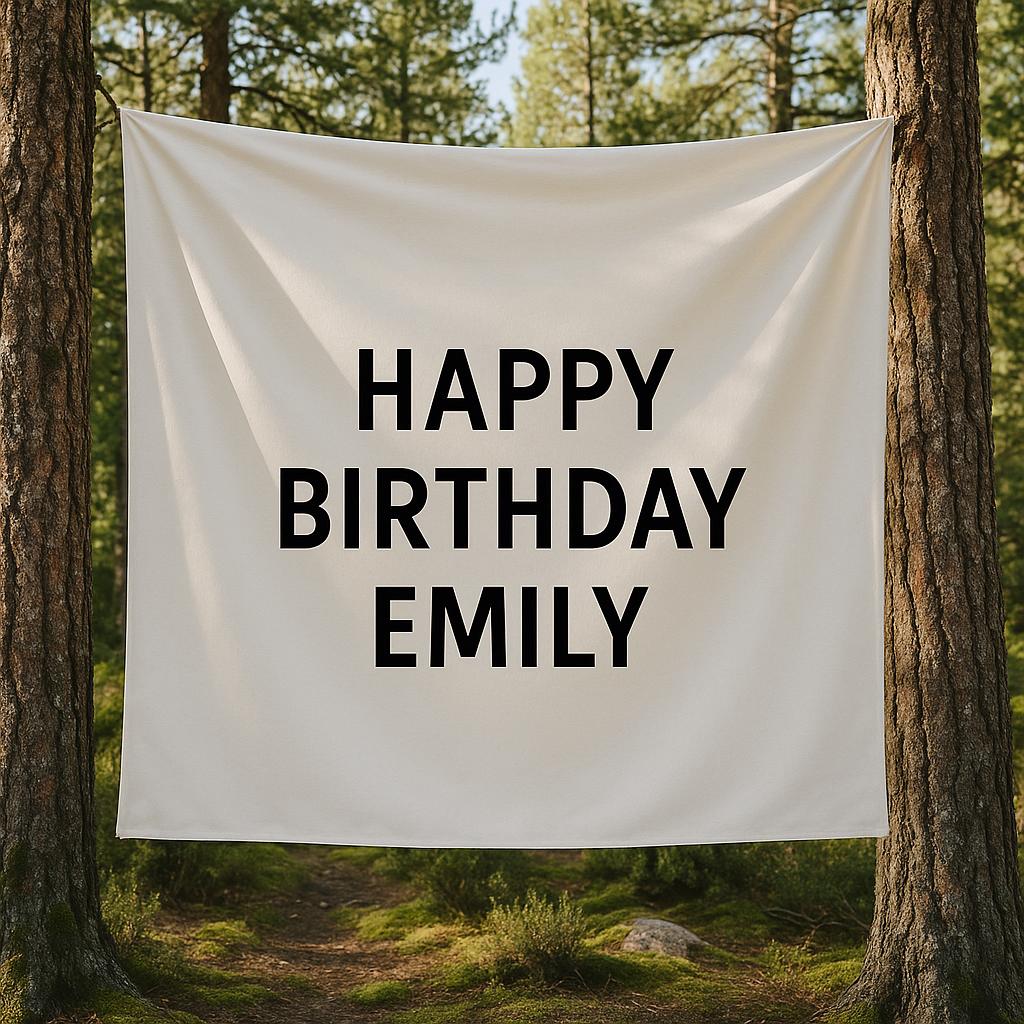 Custom Birthday Backdrop Tapestry – Personalized Name Party Banner for Outdoor or Indoor Celebration Decor