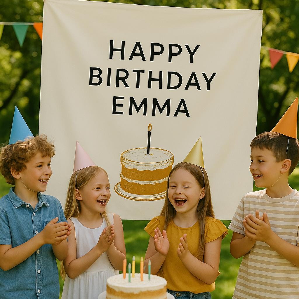 Custom Birthday Tapestry with Cake Illustration – Personalized Name Party Backdrop for Kids or Adults, Indoor/Outdoor Decor