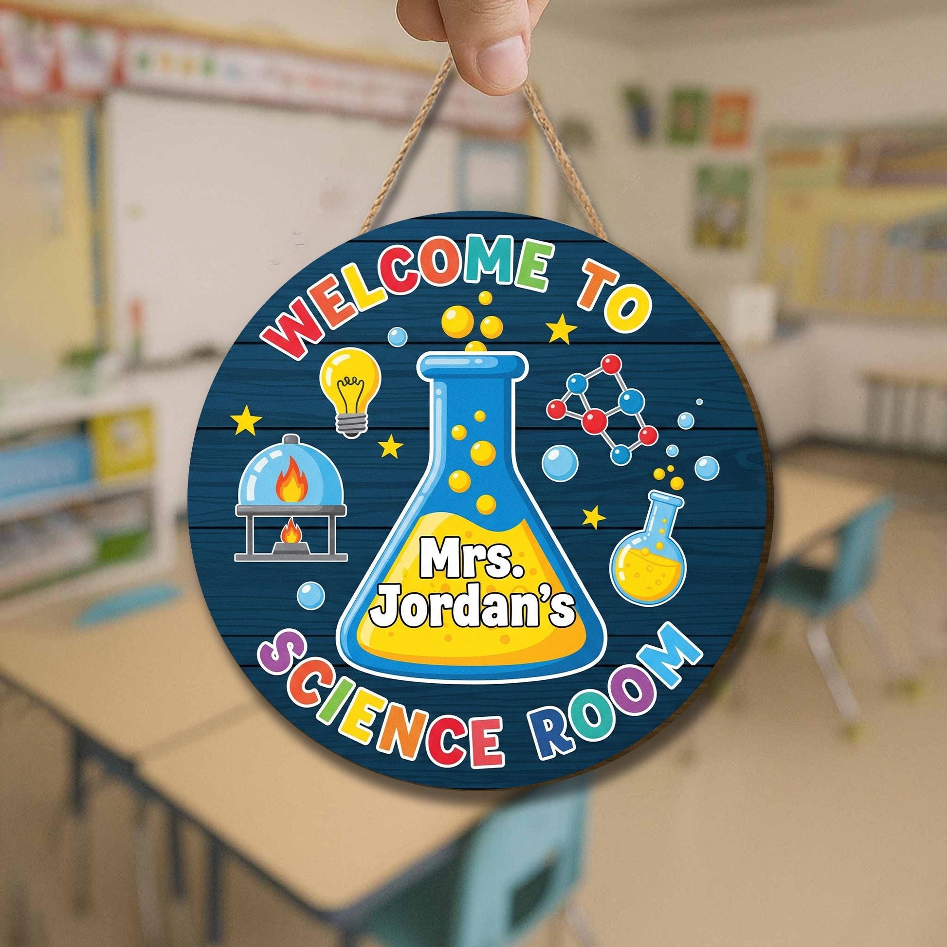 Personalized Science Classroom Door Sign, Custom Teacher Name Lab Decor, STEM Welcome Sign, Back to School Teacher Gift, Back To School Sign