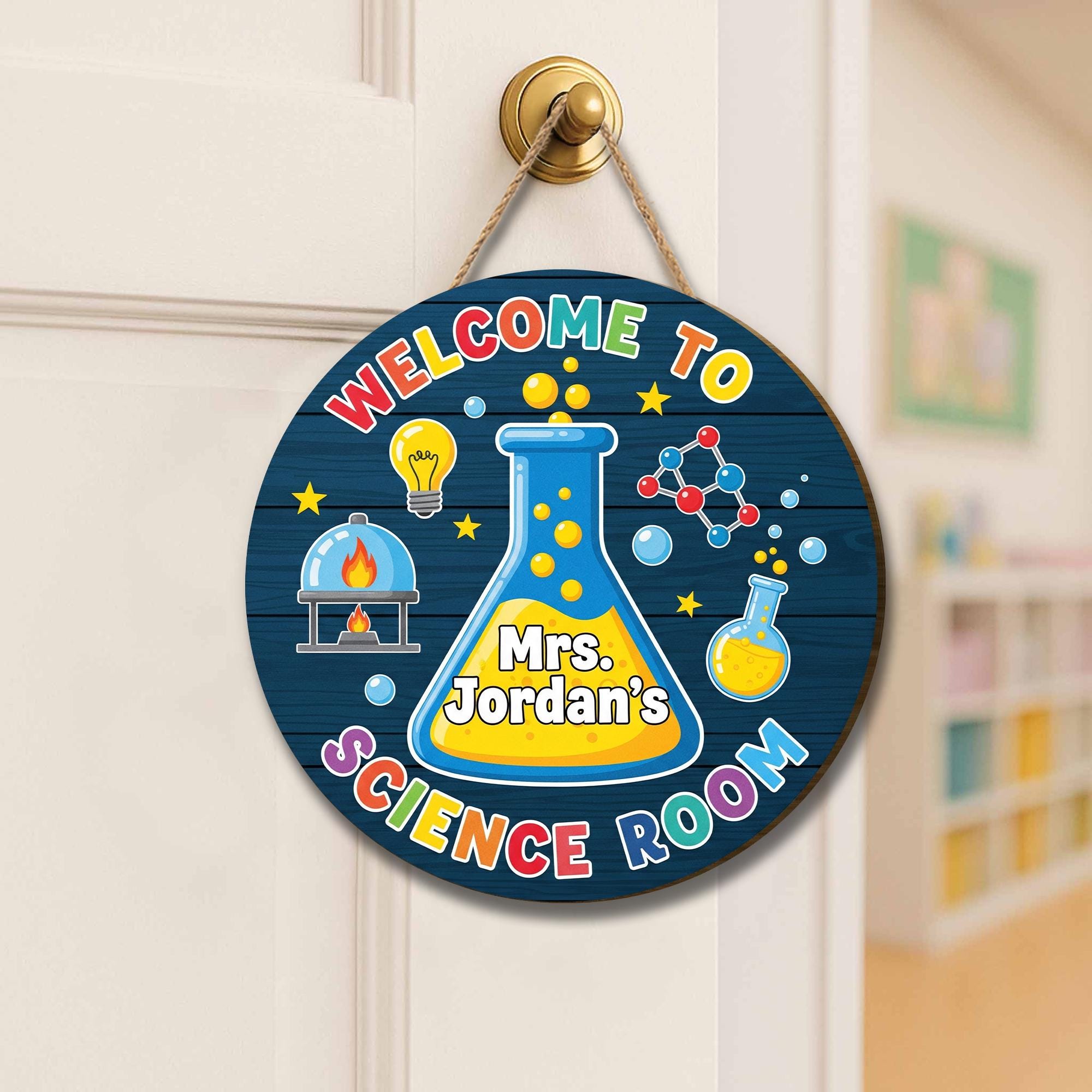 Personalized Science Classroom Door Sign, Custom Teacher Name Lab Decor, STEM Welcome Sign, Back to School Teacher Gift, Back To School Sign