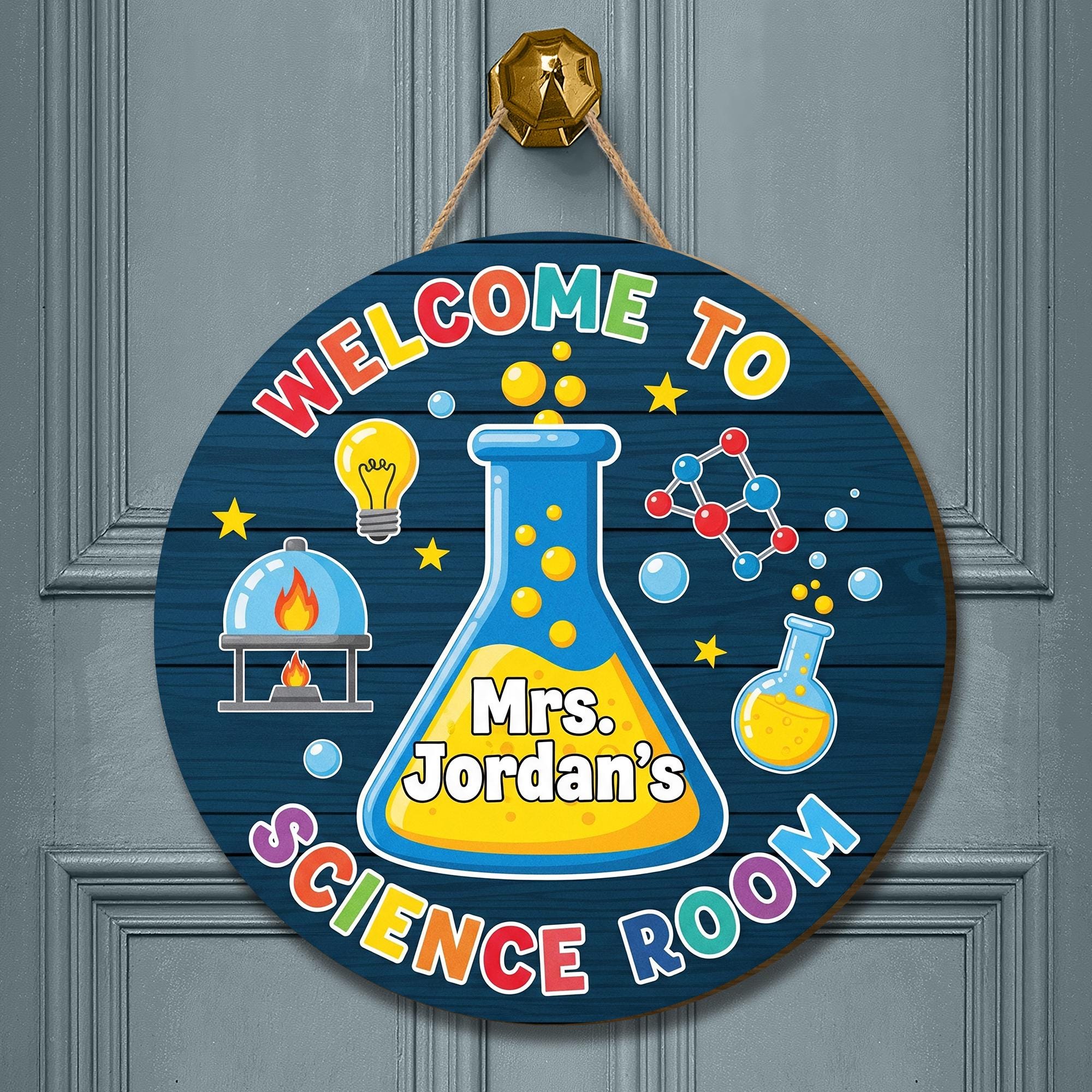 Personalized Science Classroom Door Sign, Custom Teacher Name Lab Decor, STEM Welcome Sign, Back to School Teacher Gift, Back To School Sign