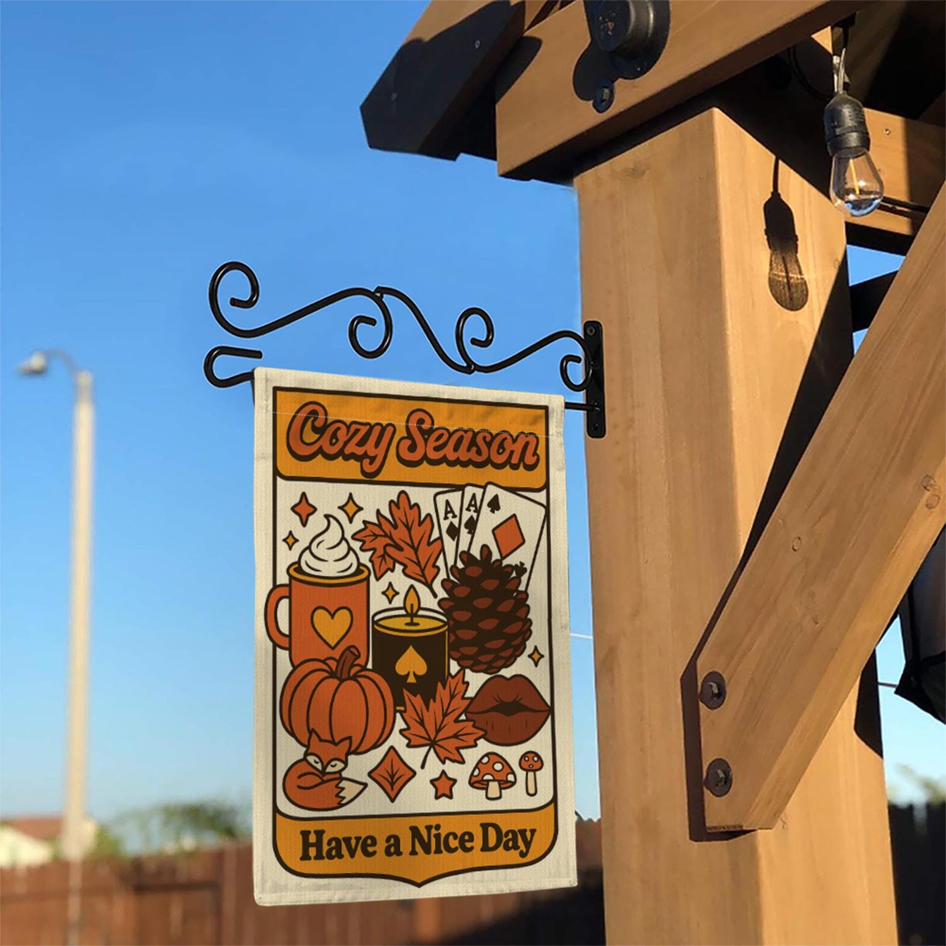 Cozy Season Garden Flag, Fall Yard Decor, Autumn Outdoor Sign, Retro Pumpkin Banner, Cute Seasonal Flag, Have a Nice Day Gift