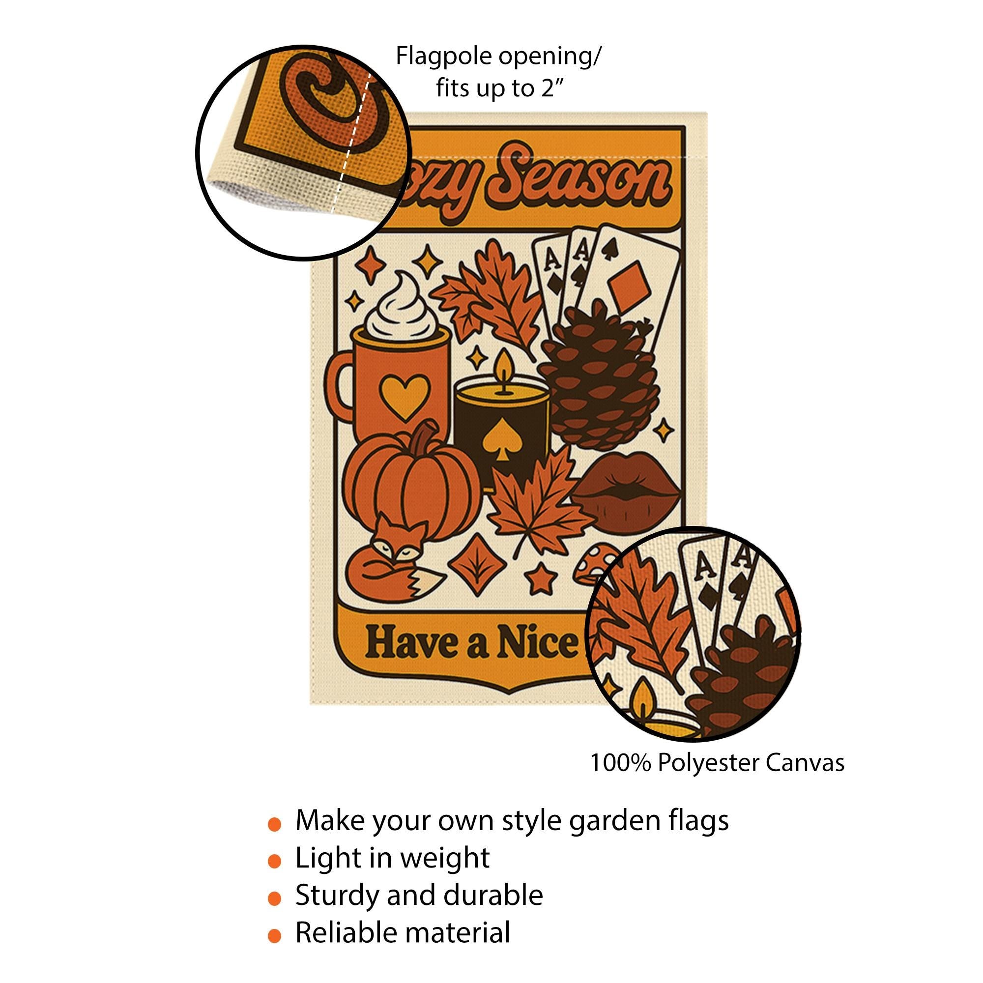 Cozy Season Garden Flag, Fall Yard Decor, Autumn Outdoor Sign, Retro Pumpkin Banner, Cute Seasonal Flag, Have a Nice Day Gift