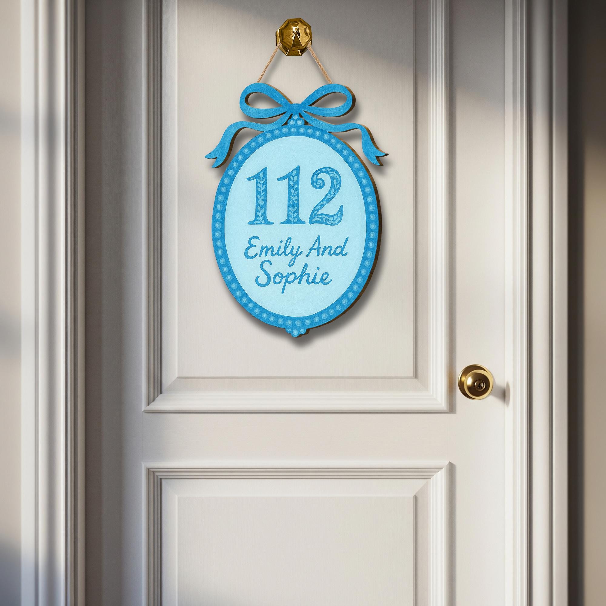 Custom Chinoiserie Dorm Sign, Blue And Pink Personalized Room Door Hanger, Preppy Name Plaque, College Roommate Wooden Decor