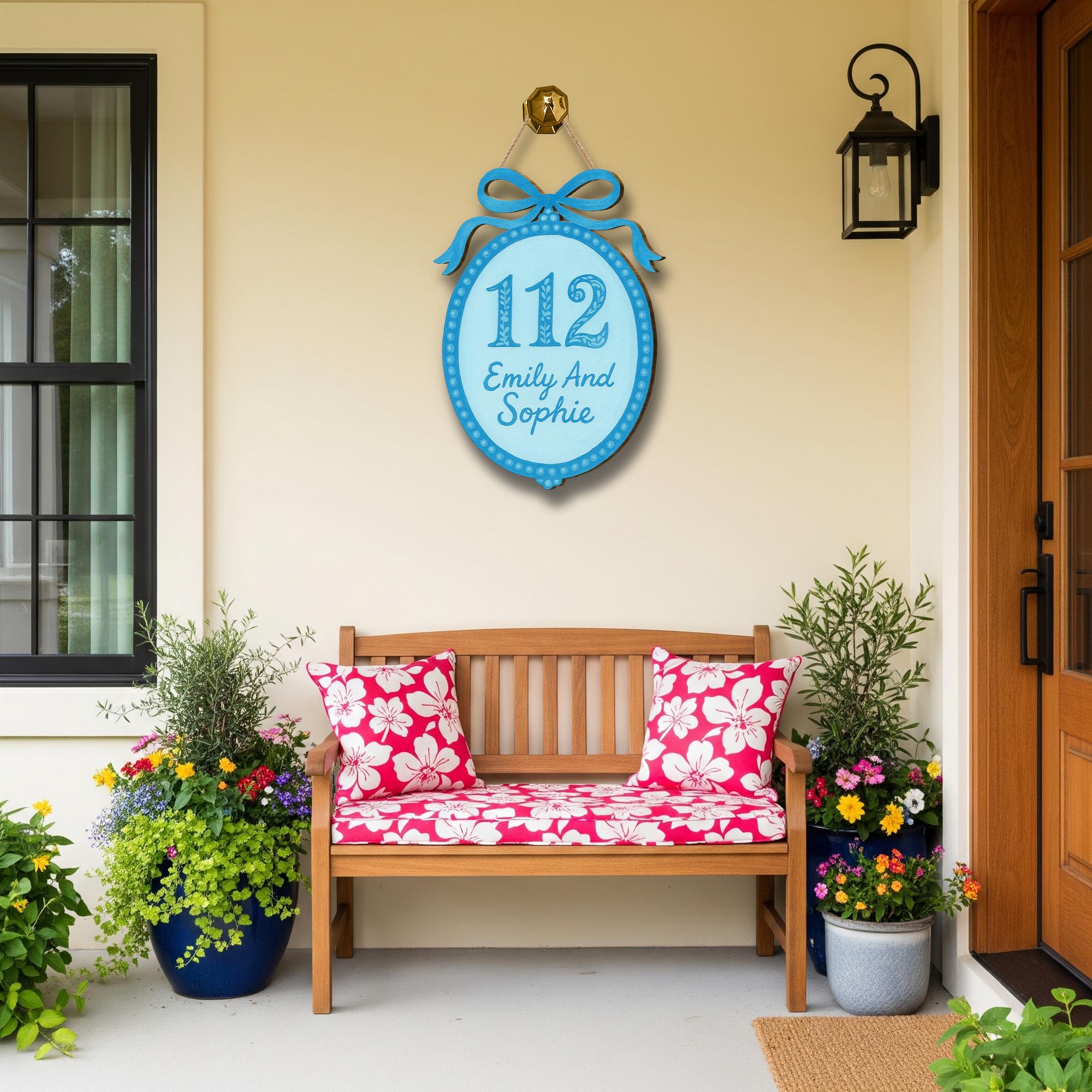 Custom Chinoiserie Dorm Sign, Blue And Pink Personalized Room Door Hanger, Preppy Name Plaque, College Roommate Wooden Decor