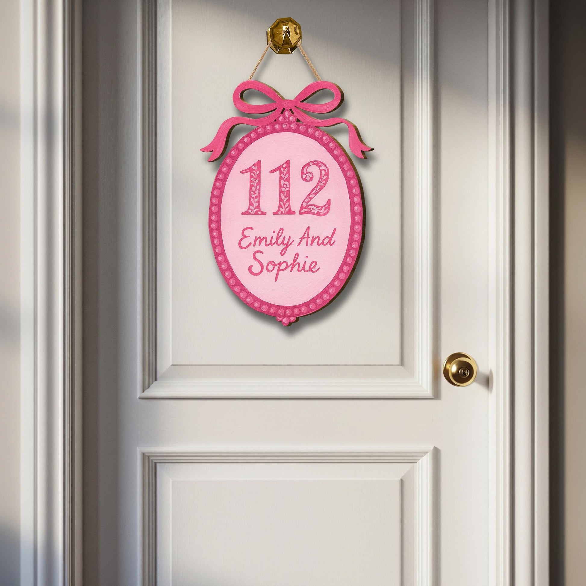 Custom Chinoiserie Dorm Sign, Blue And Pink Personalized Room Door Hanger, Preppy Name Plaque, College Roommate Wooden Decor