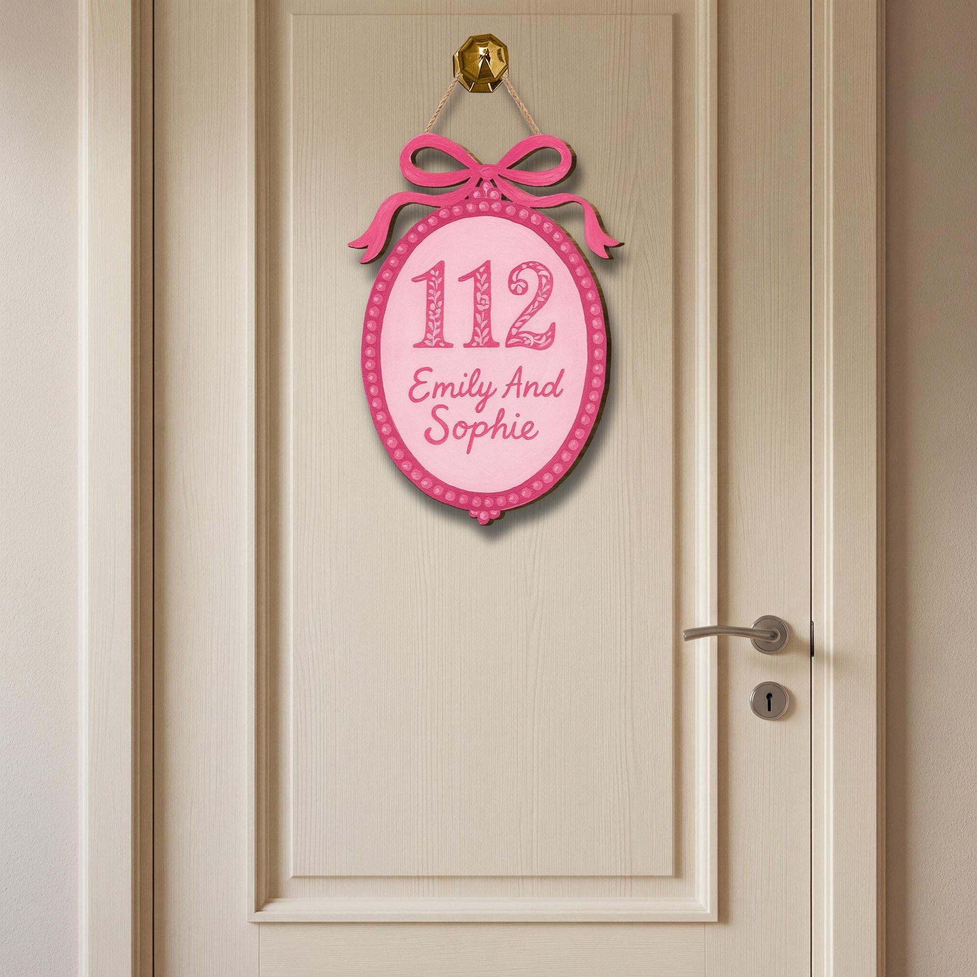 Custom Chinoiserie Dorm Sign, Blue And Pink Personalized Room Door Hanger, Preppy Name Plaque, College Roommate Wooden Decor