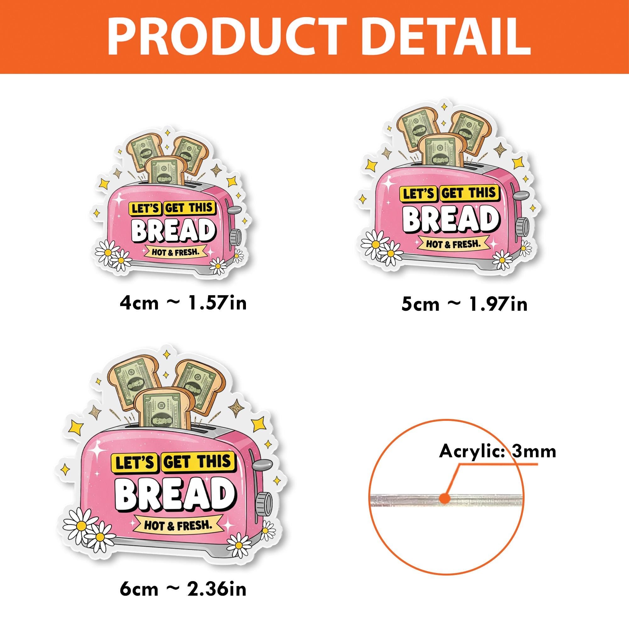 Let’s Get This Bread Badge Reel, Funny Work ID Holder, Cute Money Toaster Clip, Office Humor Badge, Retractable Name Tag