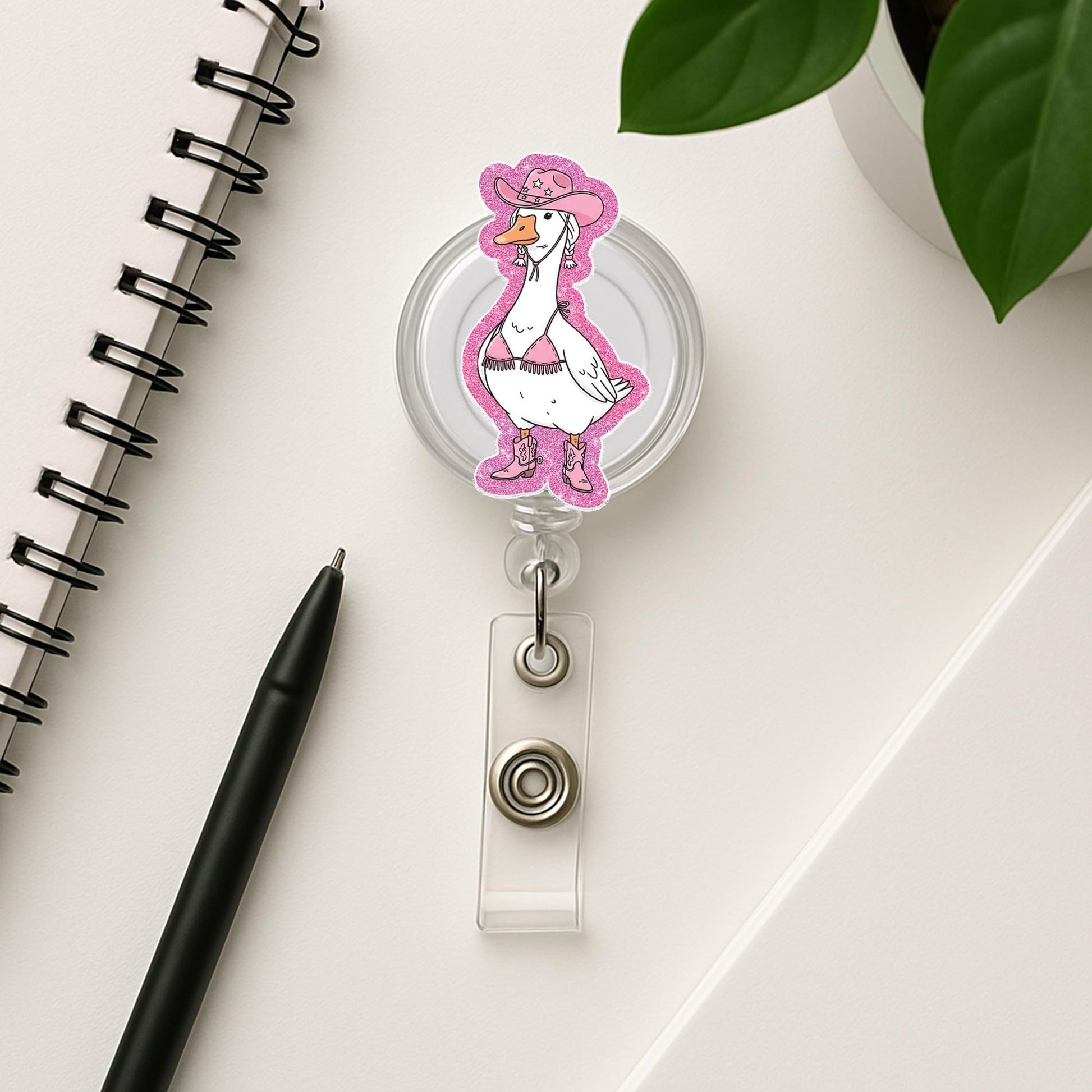 Cowgirl Goose Badge Reel, Funny Goose ID Holder, Western Nurse Badge Clip, Cute Farm Animal Lanyard, Cute Office Badge Reel