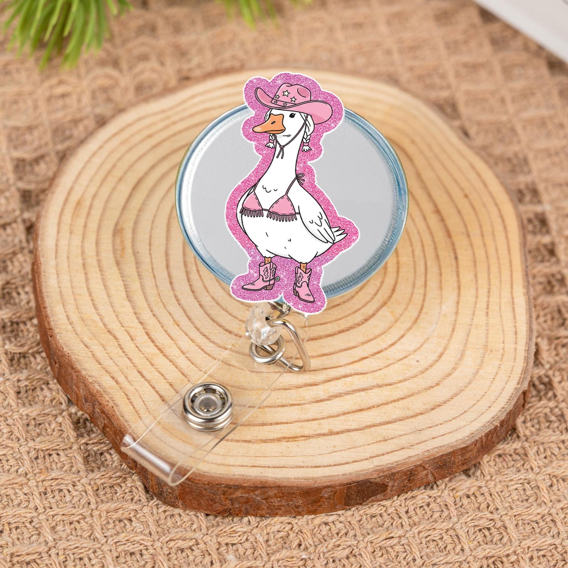 Cowgirl Goose Badge Reel, Funny Goose ID Holder, Western Nurse Badge Clip, Cute Farm Animal Lanyard, Cute Office Badge Reel