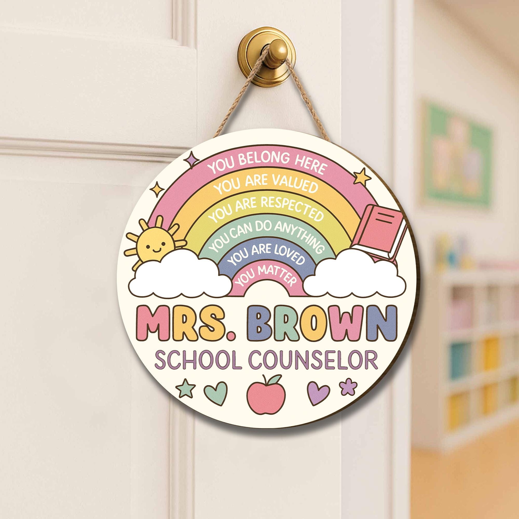 Personalized School Counselor Door Sign, Rainbow You Matter Welcome Sign, Custom Teacher Office Decor, Mental Health Wall Hanging