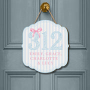 Custom Dorm Room Door Sign – Personalized Chinoiserie Room Number Plaque – Blue and Pink Roommate Name Sign – College Decor