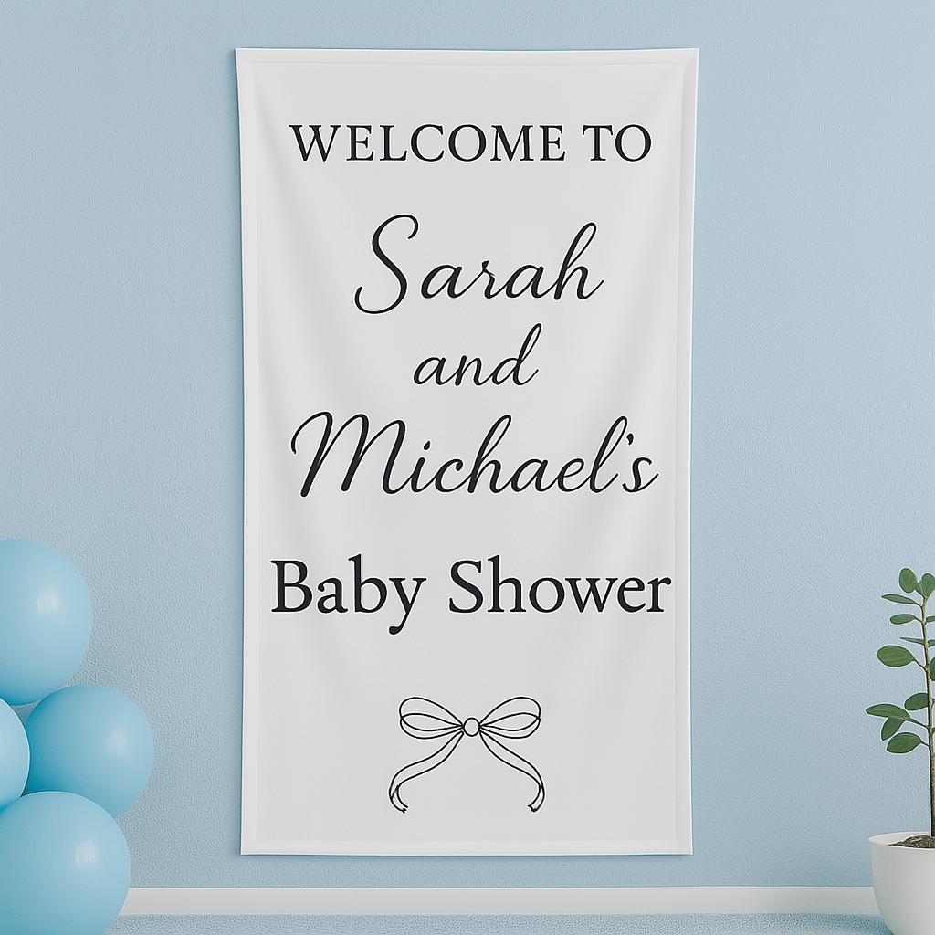 Personalized Baby Shower Banner Welcome Sign - Custom Name Party Decor for Boy or Girl - Printed Wall Hanging for Baby Celebration