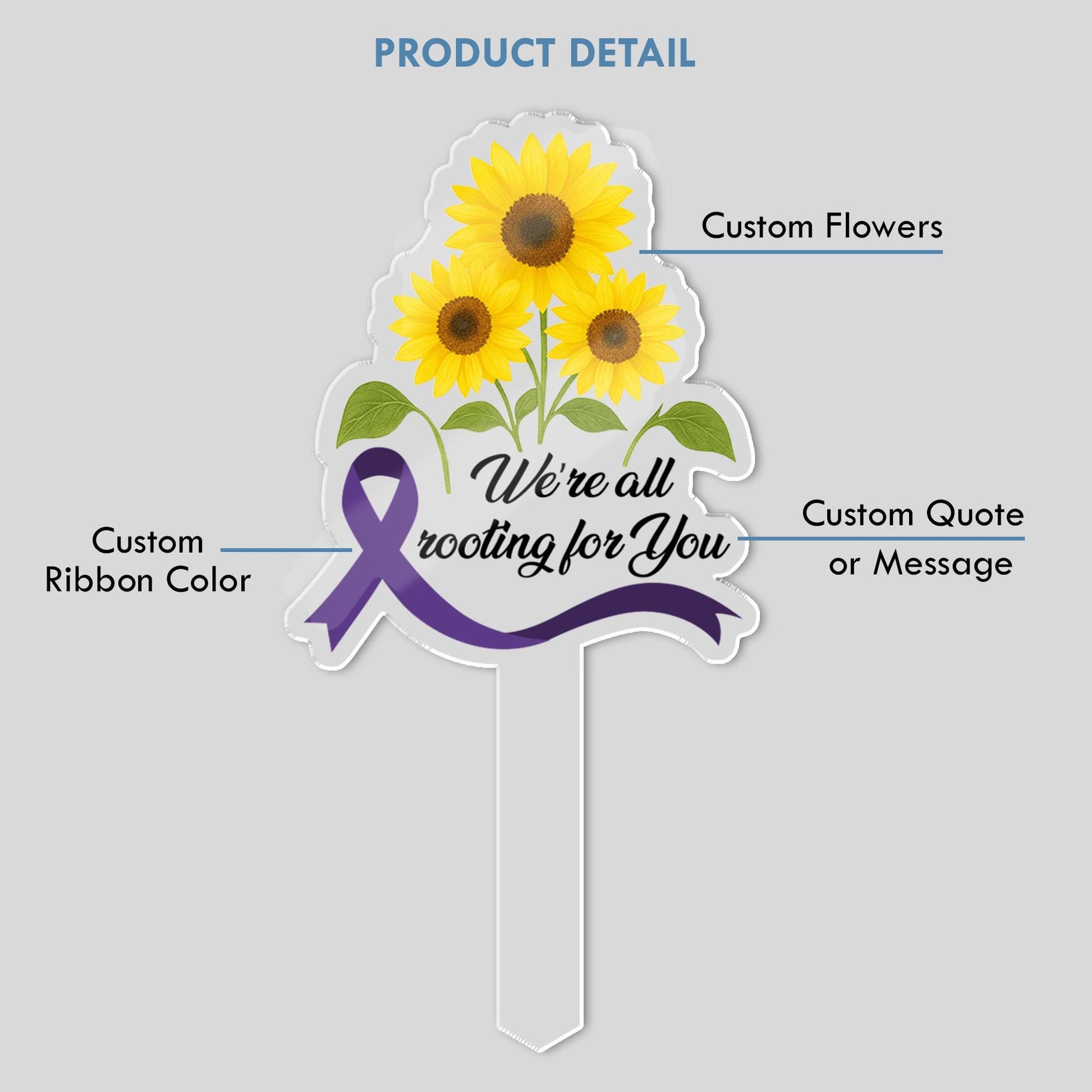 Custom Cancer Awareness Bouquet Topper | Personalized Flower Arrangement Pick | Support & Encouragement Gift for Patient Recovery