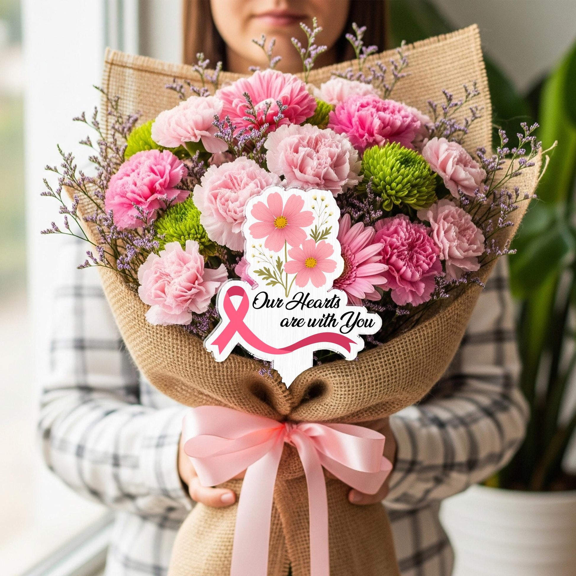 Custom Cancer Awareness Bouquet Topper | Personalized Flower Arrangement Pick | Support & Encouragement Gift for Patient Recovery