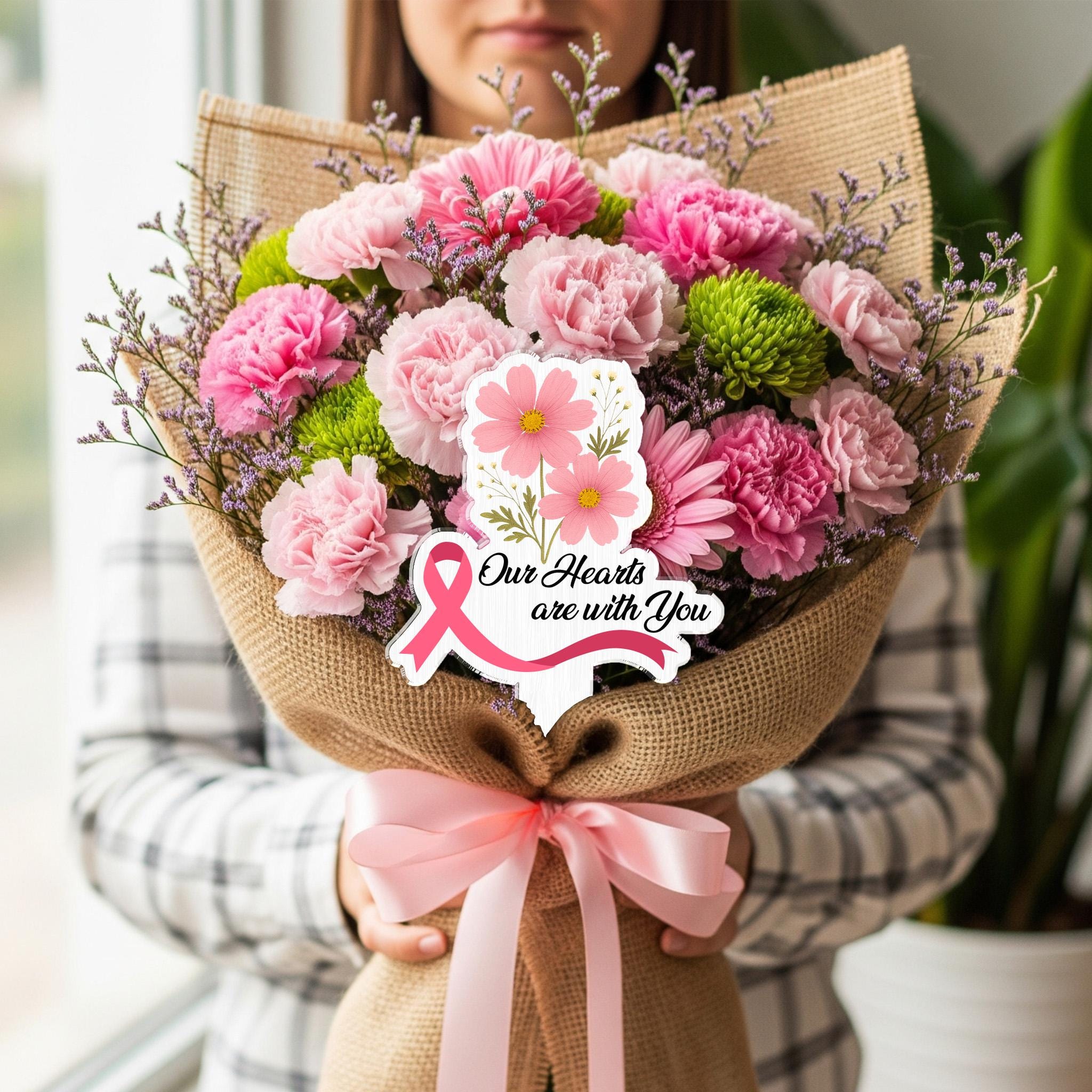 Custom Cancer Awareness Bouquet Topper | Personalized Flower Arrangement Pick | Support & Encouragement Gift for Patient Recovery