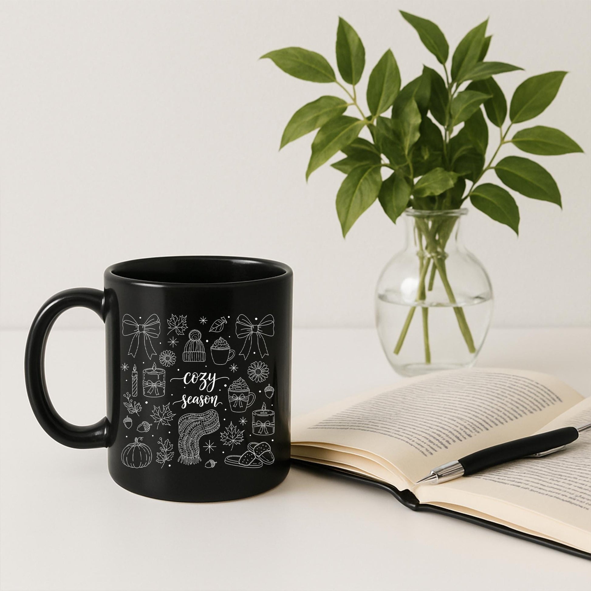 Cozy Season Mug – Fall and Winter Coffee Cup, Cute Holiday Gift, Autumn Pumpkin Hot Chocolate Tea Mug, Seasonal Cozy Kitchen Decor