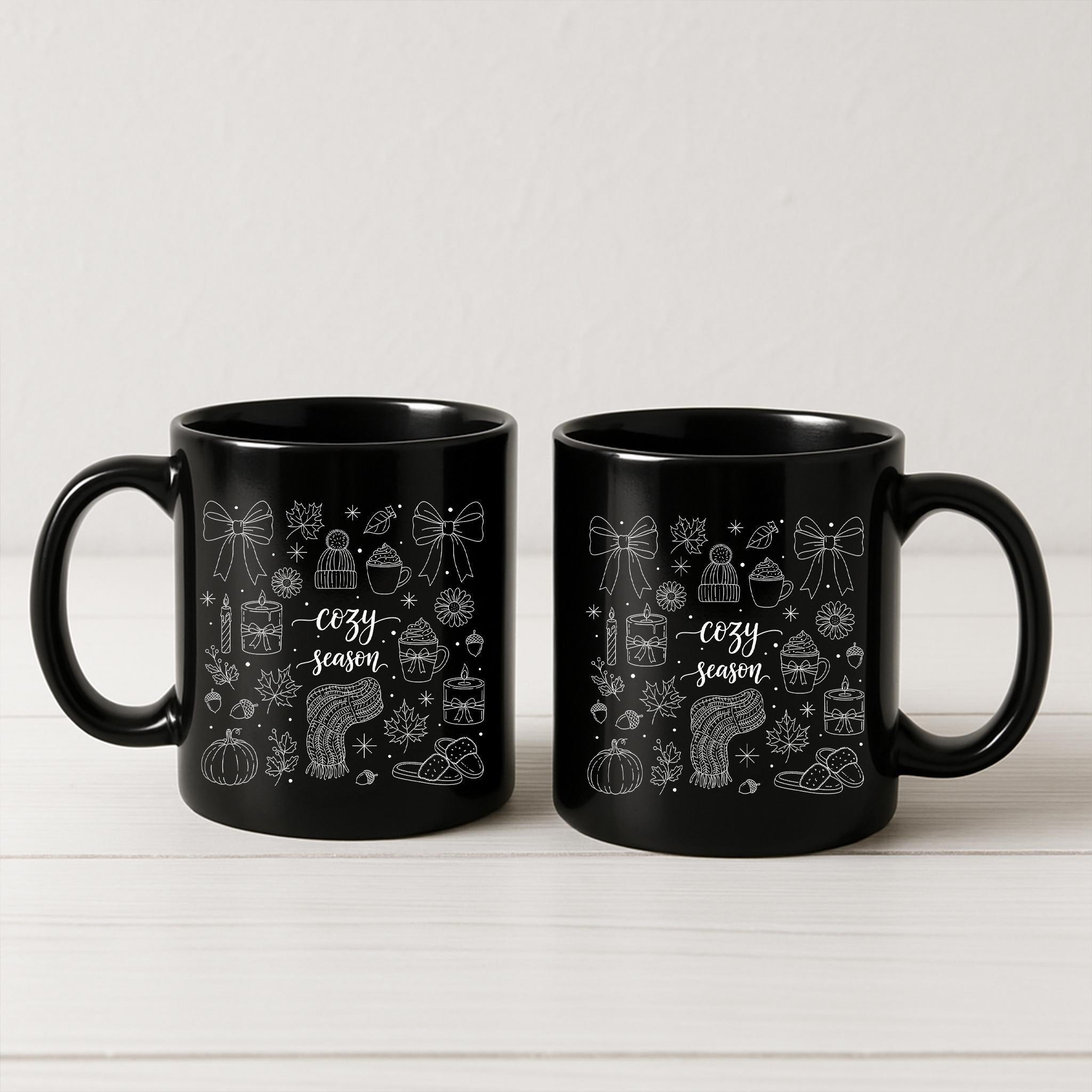 Cozy Season Mug – Fall and Winter Coffee Cup, Cute Holiday Gift, Autumn Pumpkin Hot Chocolate Tea Mug, Seasonal Cozy Kitchen Decor