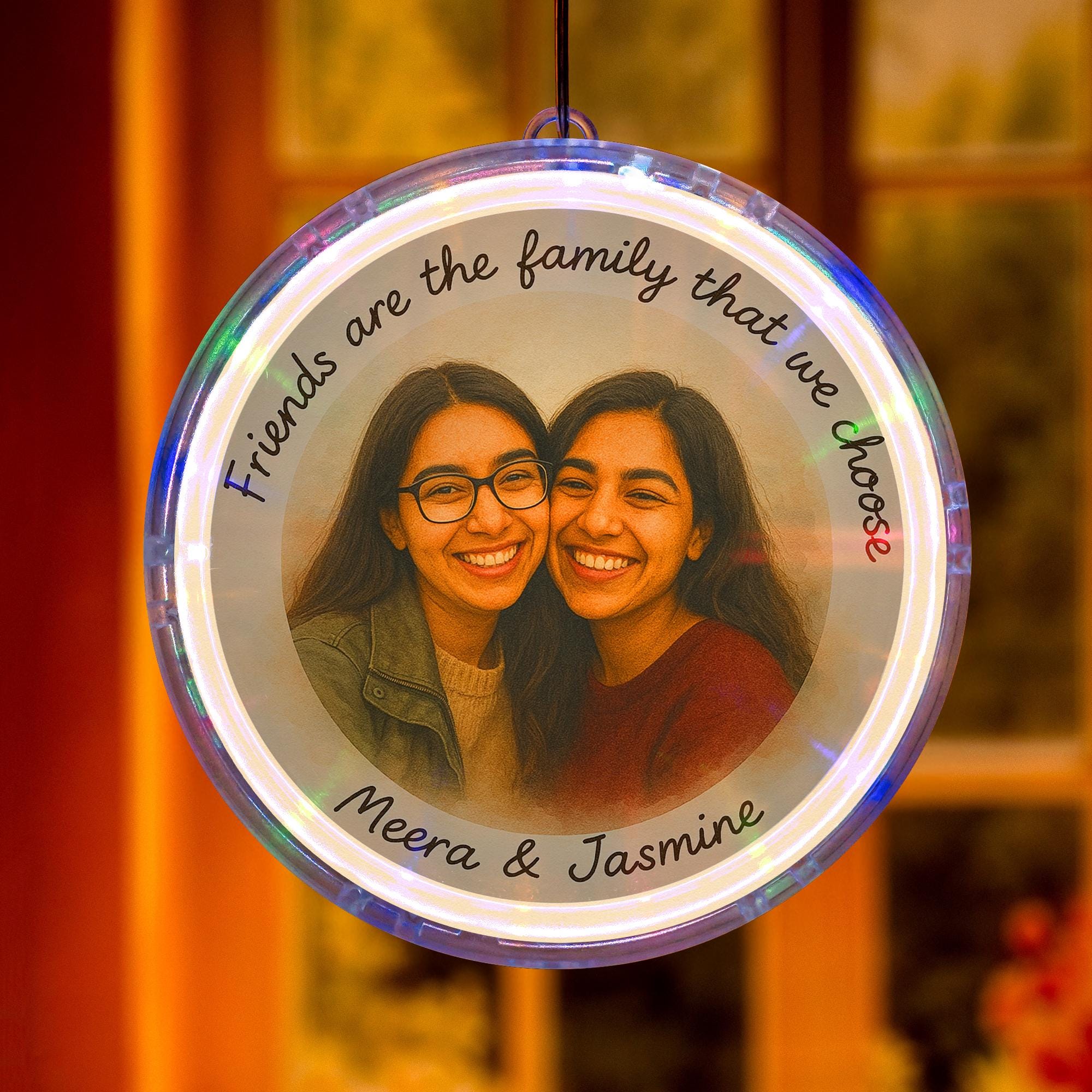 Custom Best Friend Photo LED Hanging - Personalized Light Up Gift, Friendship Keepsake, Birthday Present for Besties