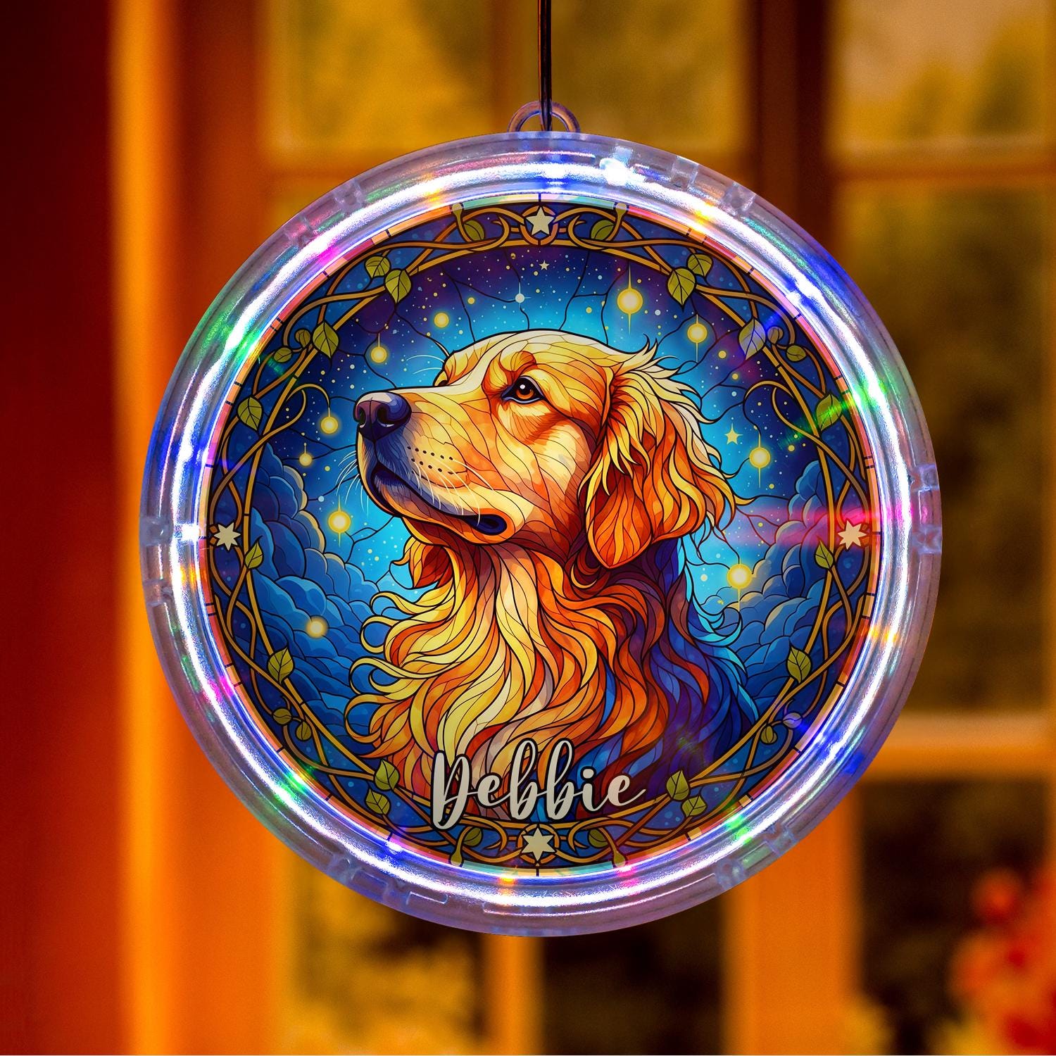 Custom Dog LED Hanging Light – Personalized Pet Portrait Ornament with Name, Glowing Dog Lover Gift, Unique Pet Memorial Decor, Pet Lover