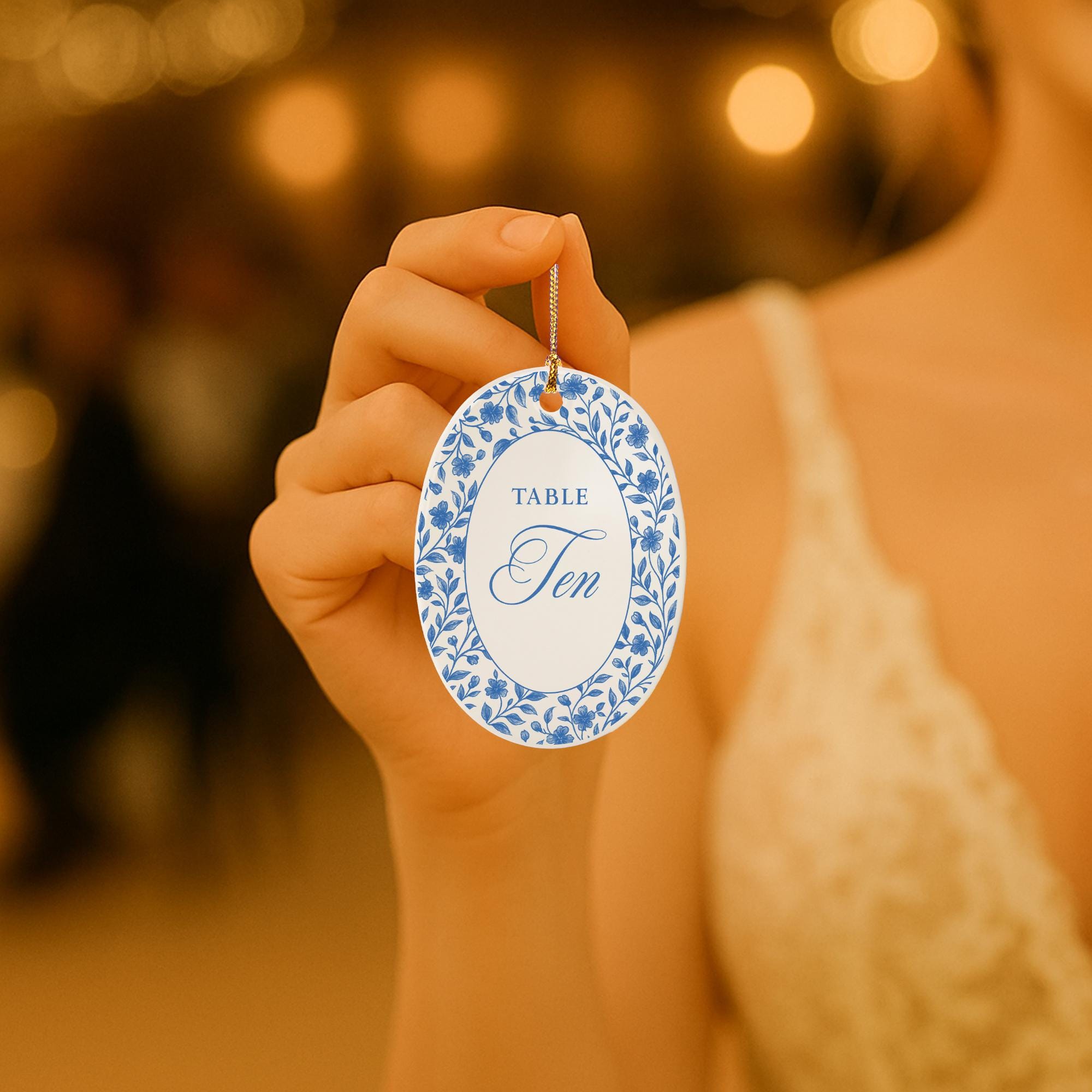 Custom Chinoiserie Wedding Table Numbers Ceramic ornament| Blue and White Party Decor | Elegant Reception Centerpiece decor