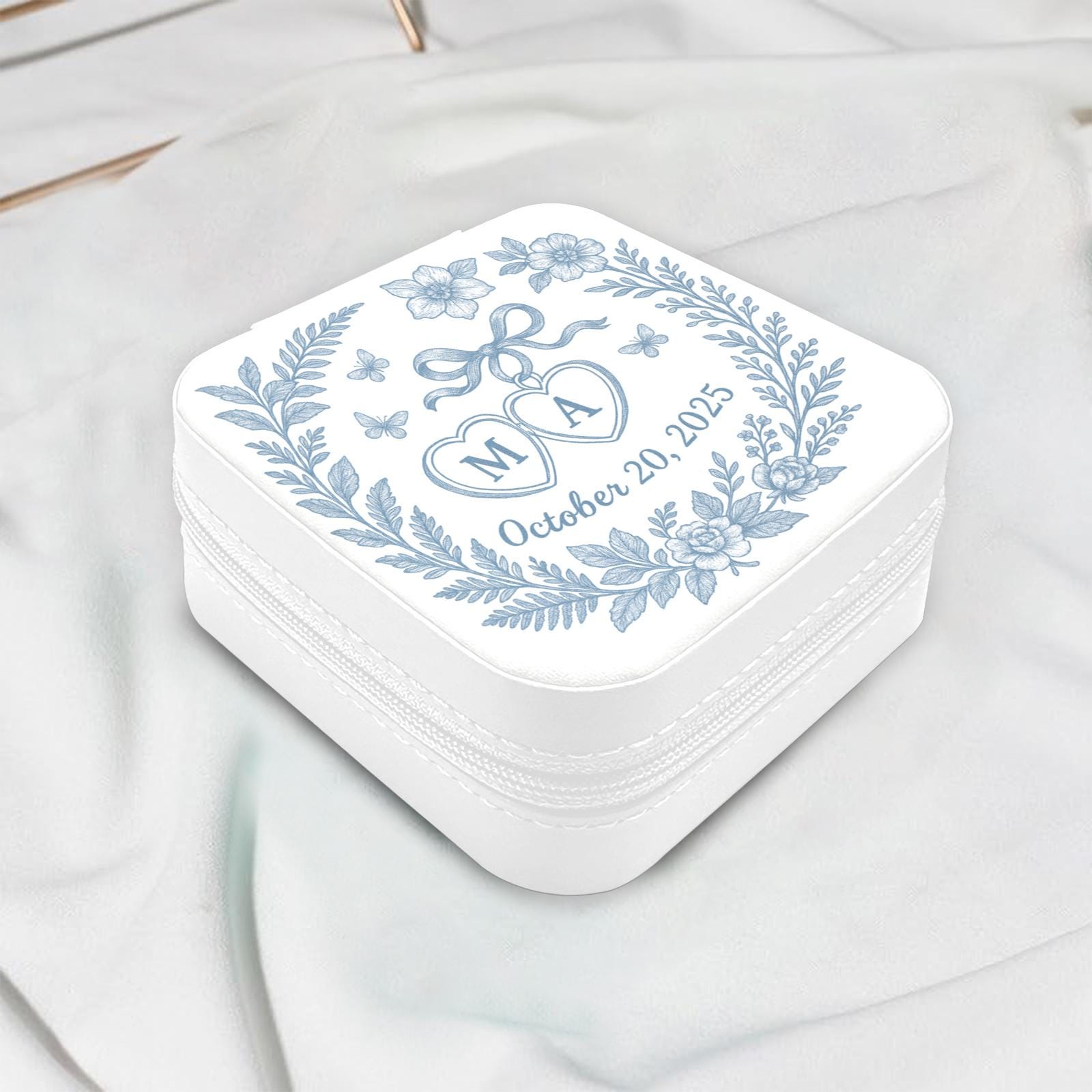 Custom Chinoiserie Jewelry Box, Personalized Wedding Gift, Monogram Keepsake Box, Bridesmaid Gift, Engagement Jewelry Organizer