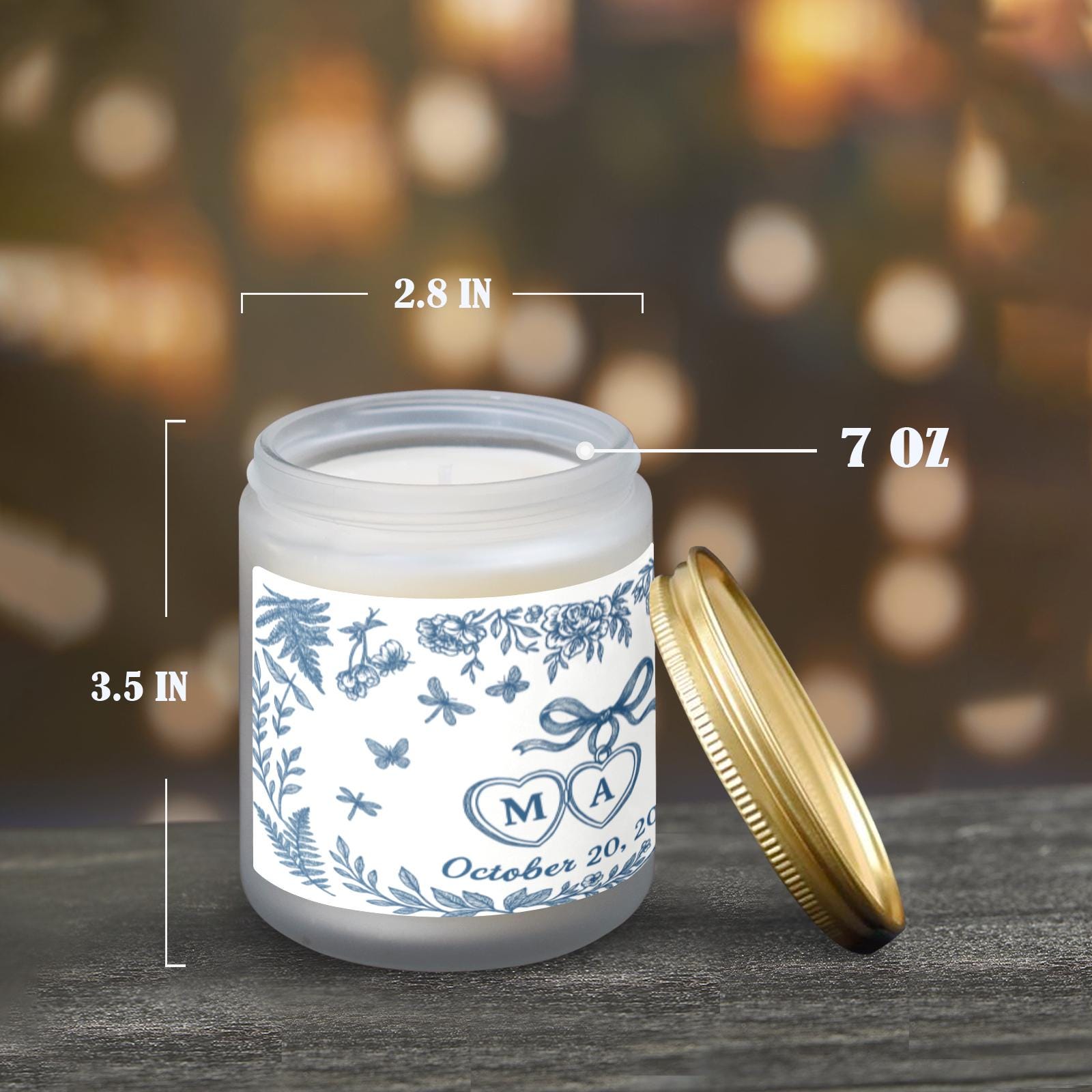 Custom Chinoiserie Candle, Personalized Scented Wedding Gift, Monogram Soy Candle, Couple Keepsake, Bridal Shower Favor