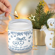 Custom Chinoiserie Candle, Personalized Scented Wedding Gift, Monogram Soy Candle, Couple Keepsake, Bridal Shower Favor