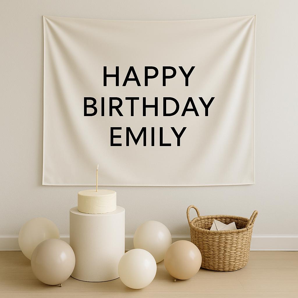 Custom Birthday Backdrop Tapestry – Personalized Name Party Banner for Outdoor or Indoor Celebration Decor