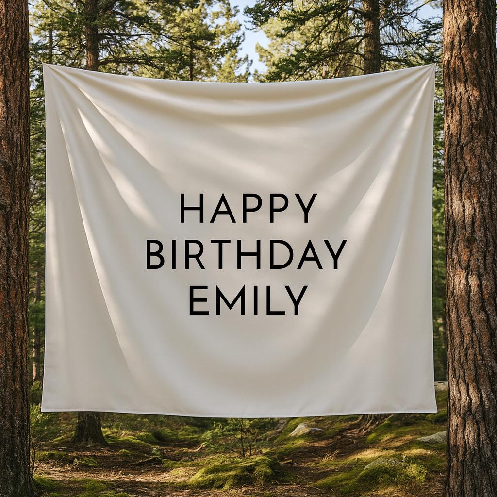 Custom Birthday Backdrop Tapestry – Personalized Name Party Banner for Outdoor or Indoor Celebration Decor